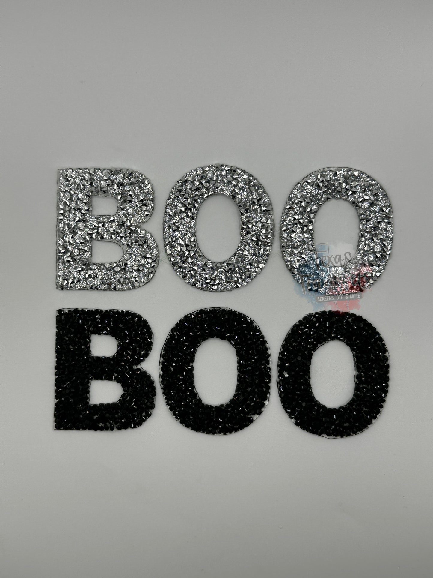 Sparkly Stone BOO Iron-On PATCH - Texas Transfers and Designs