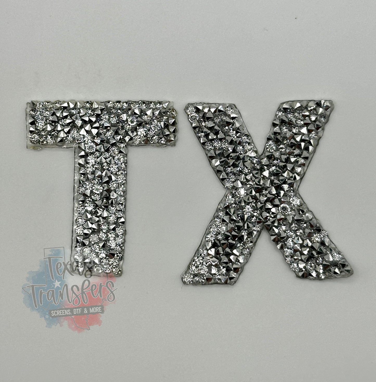 Houston TX Sparkly Stone Letters Iron-On PATCH - Texas Transfers and Designs