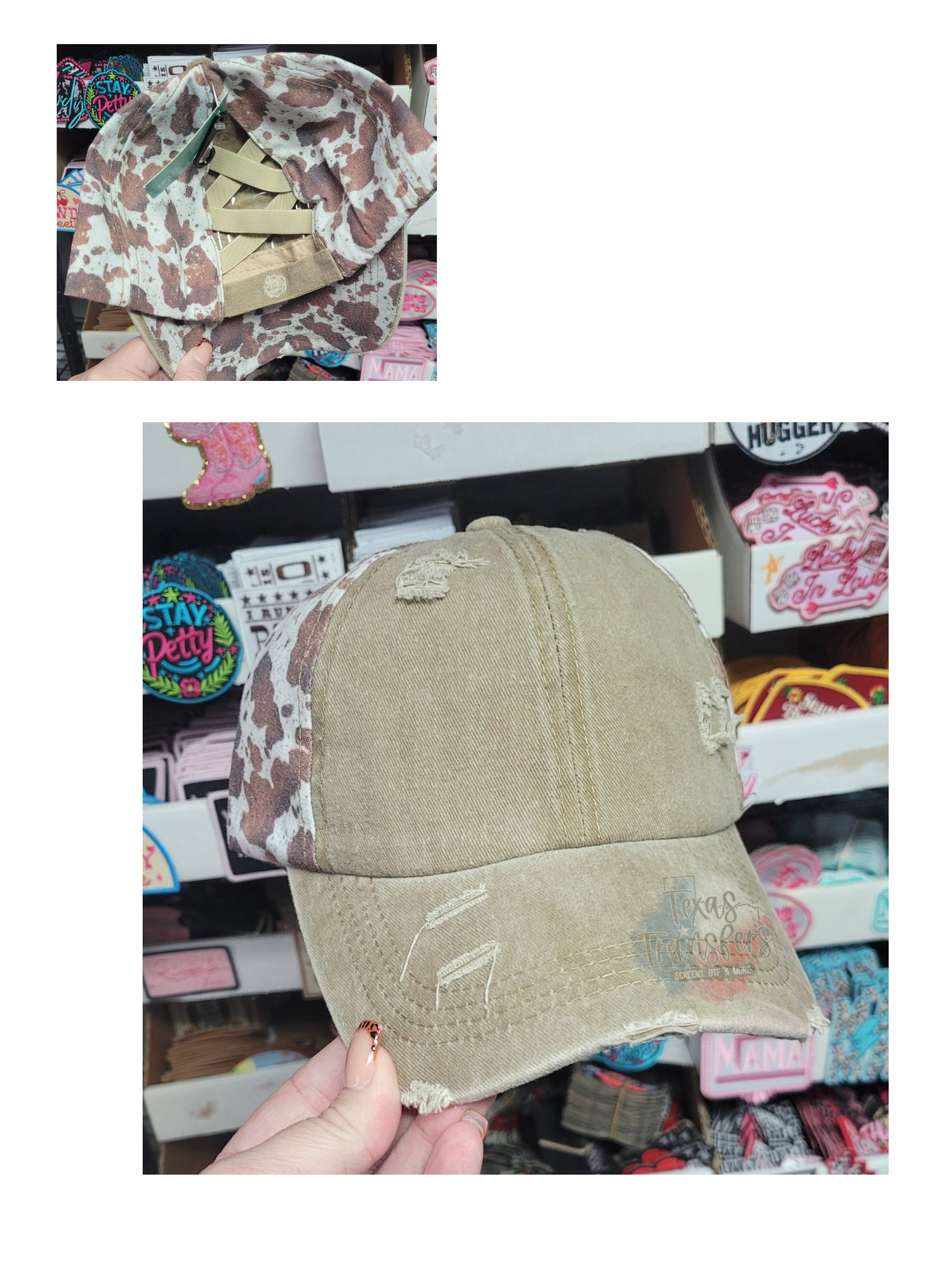 Criss Cross Blank Ponytail Hat - Texas Transfers and Designs
