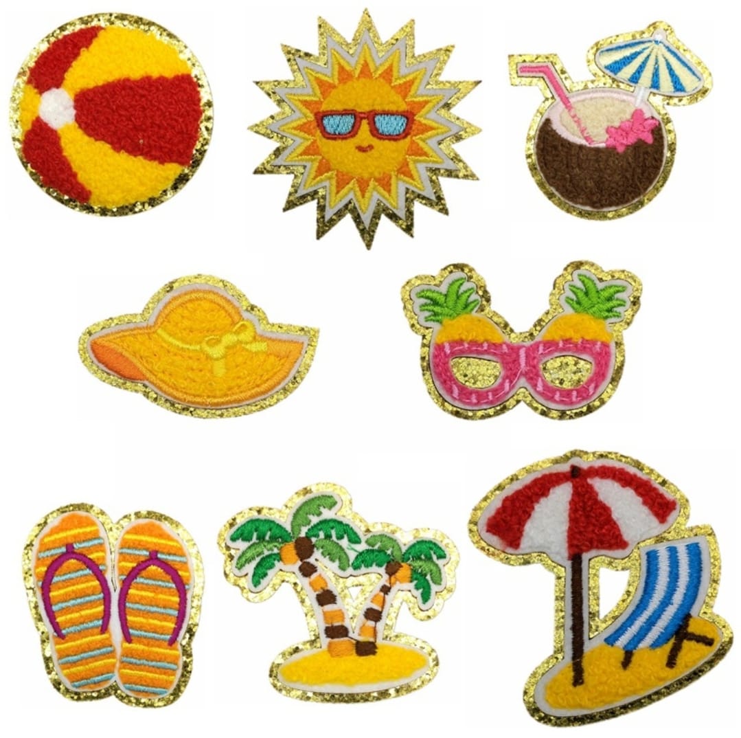 Beach Chenille Iron-On Patches - Texas Transfers and Designs