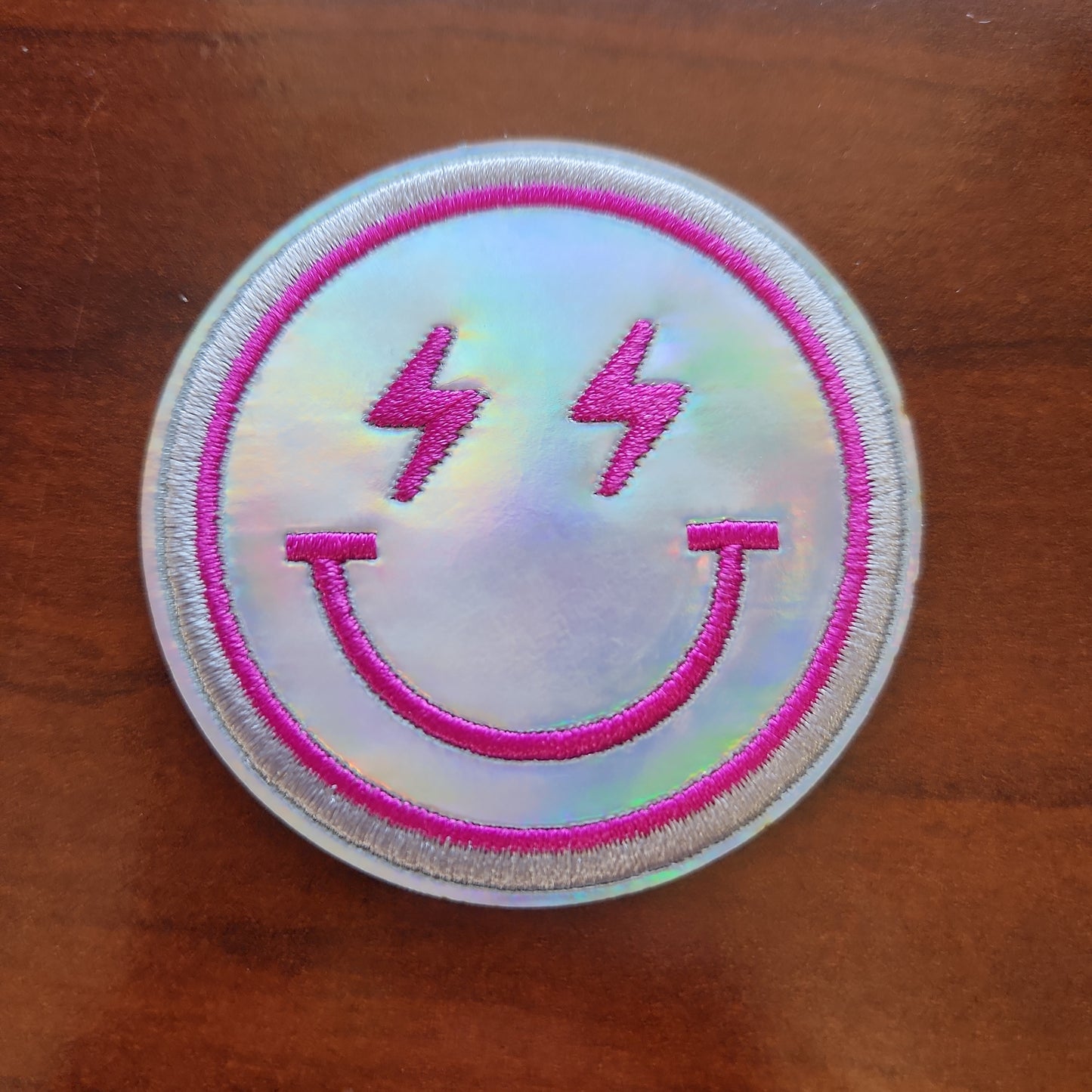 Holographic Smile Iron-On PATCH - Texas Transfers and Designs