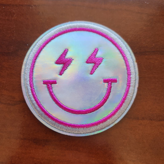 Holographic Smile Iron-On PATCH - Texas Transfers and Designs