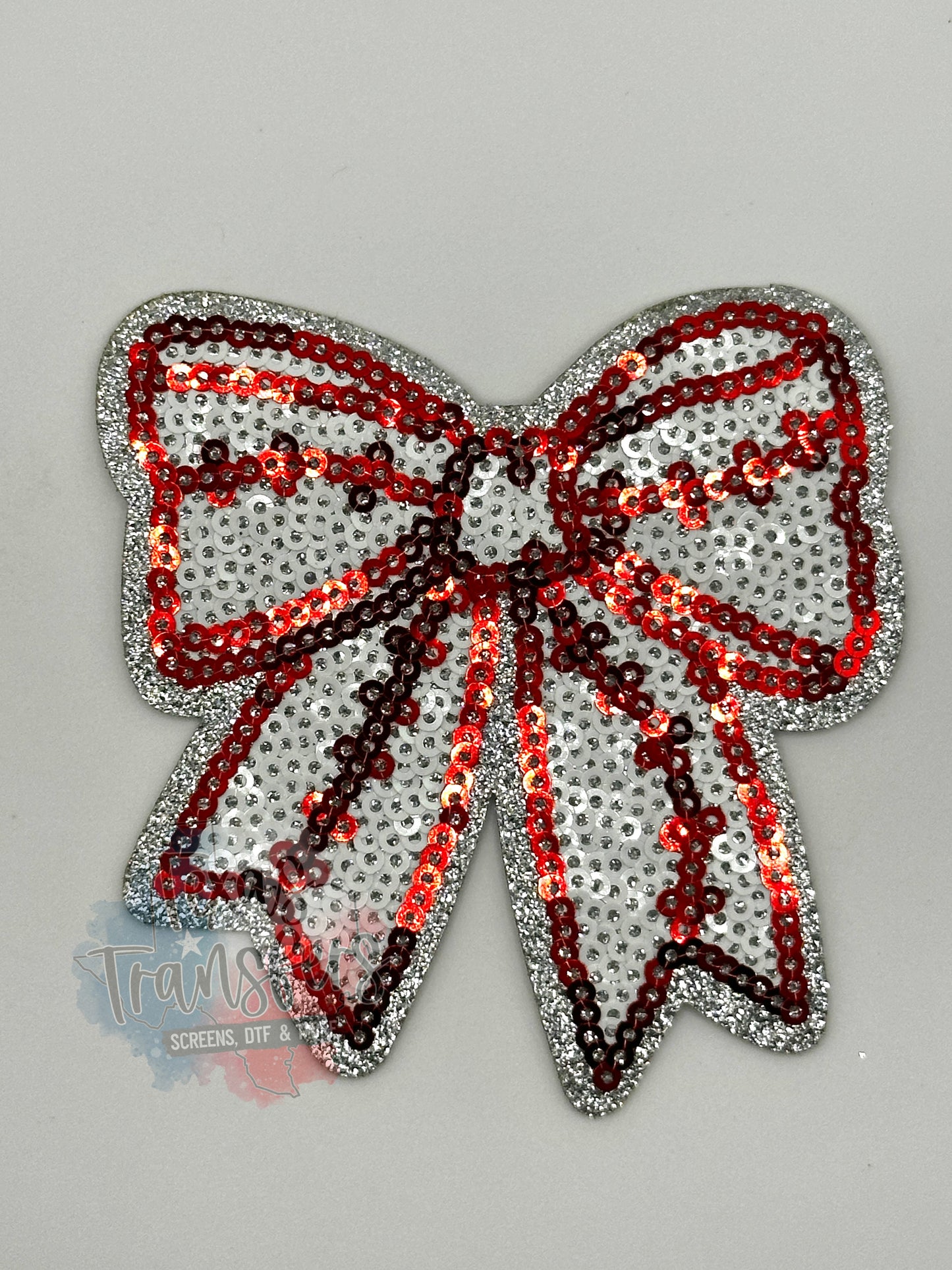 Sequin Sports Bows Iron-On PATCH - Texas Transfers and Designs