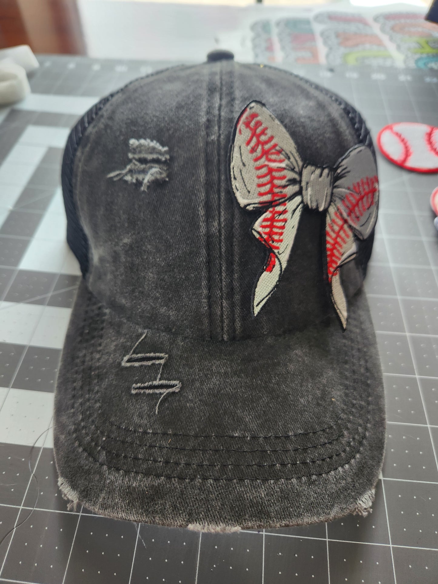 Baseball Bow Iron-On PATCH - Texas Transfers and Designs