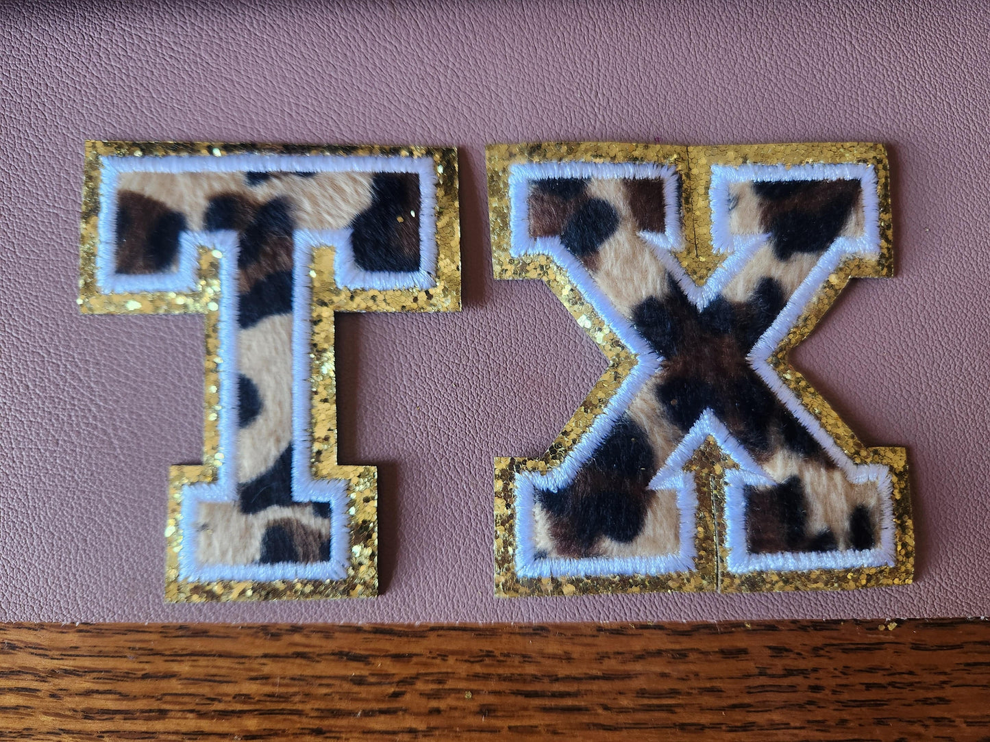 Leopard Chenille (GOLD Glitter) Iron-On Patches - Texas Transfers and Designs