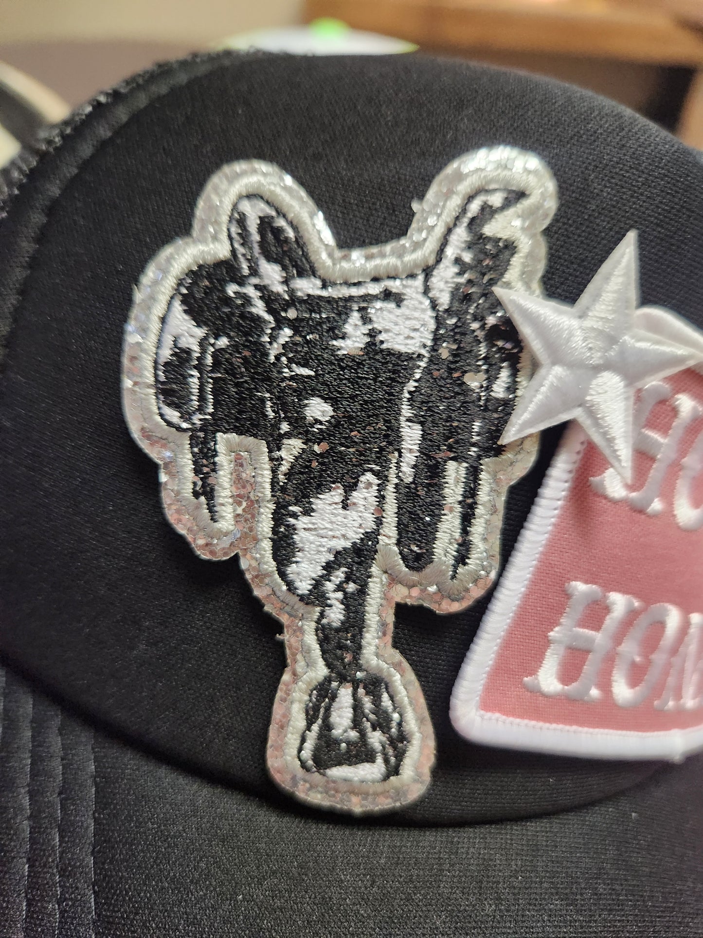 Cow Print Saddle Iron-On PATCH *DISCONTINUED* - Texas Transfers and Designs