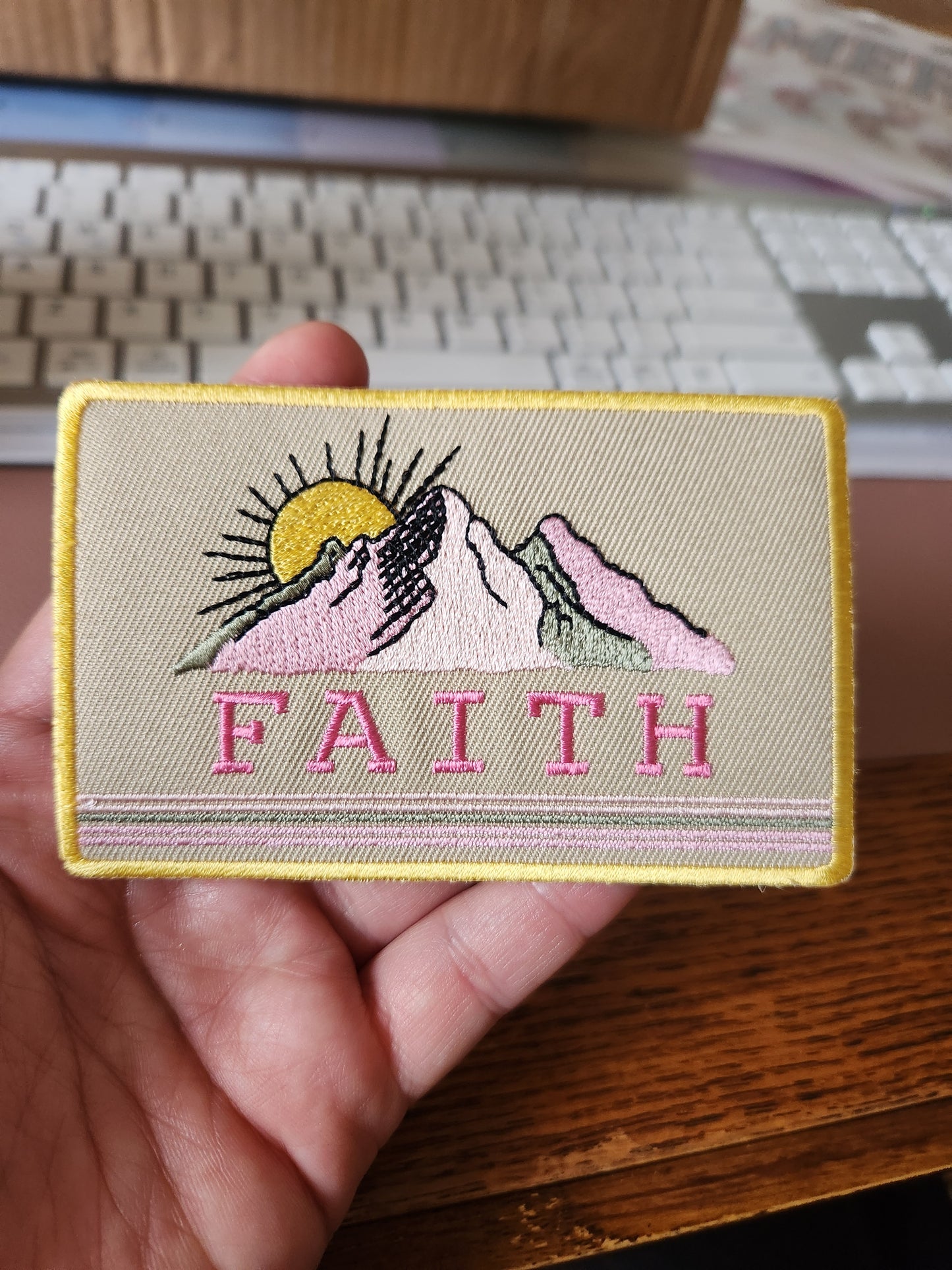 Faith Mountains Iron-On PATCH - Texas Transfers and Designs