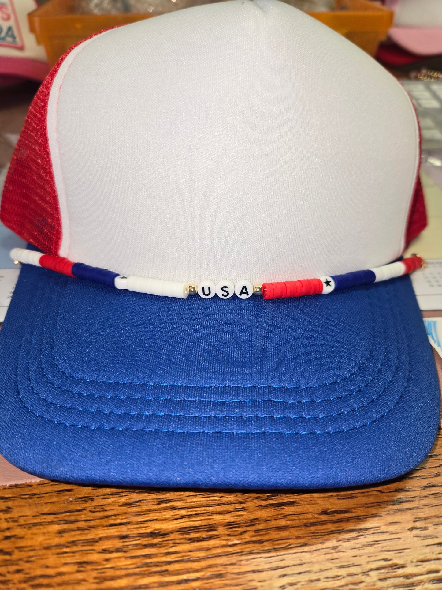 USA Clay Bead Hat Chain - Texas Transfers and Designs