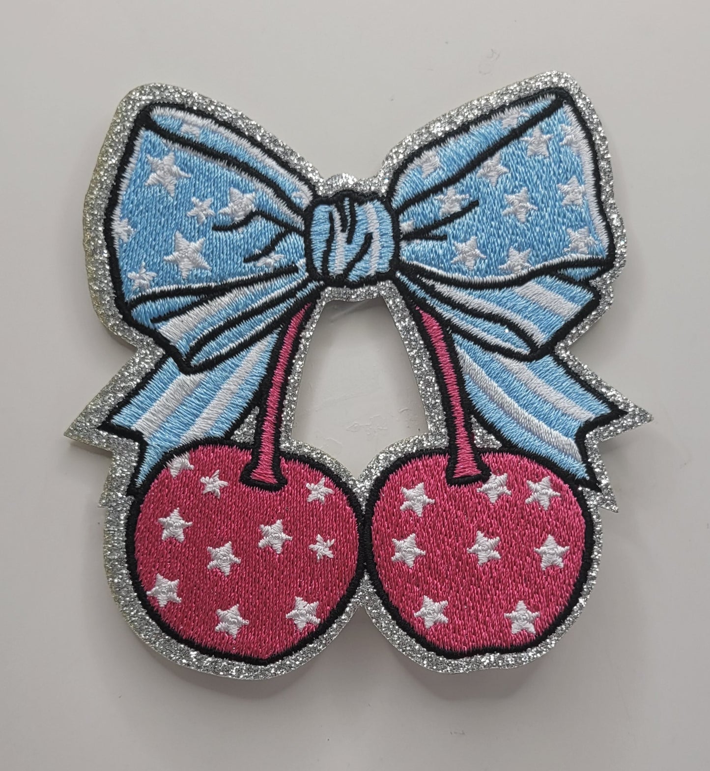Patriotic Cherries Iron-On PATCH - Texas Transfers and Designs