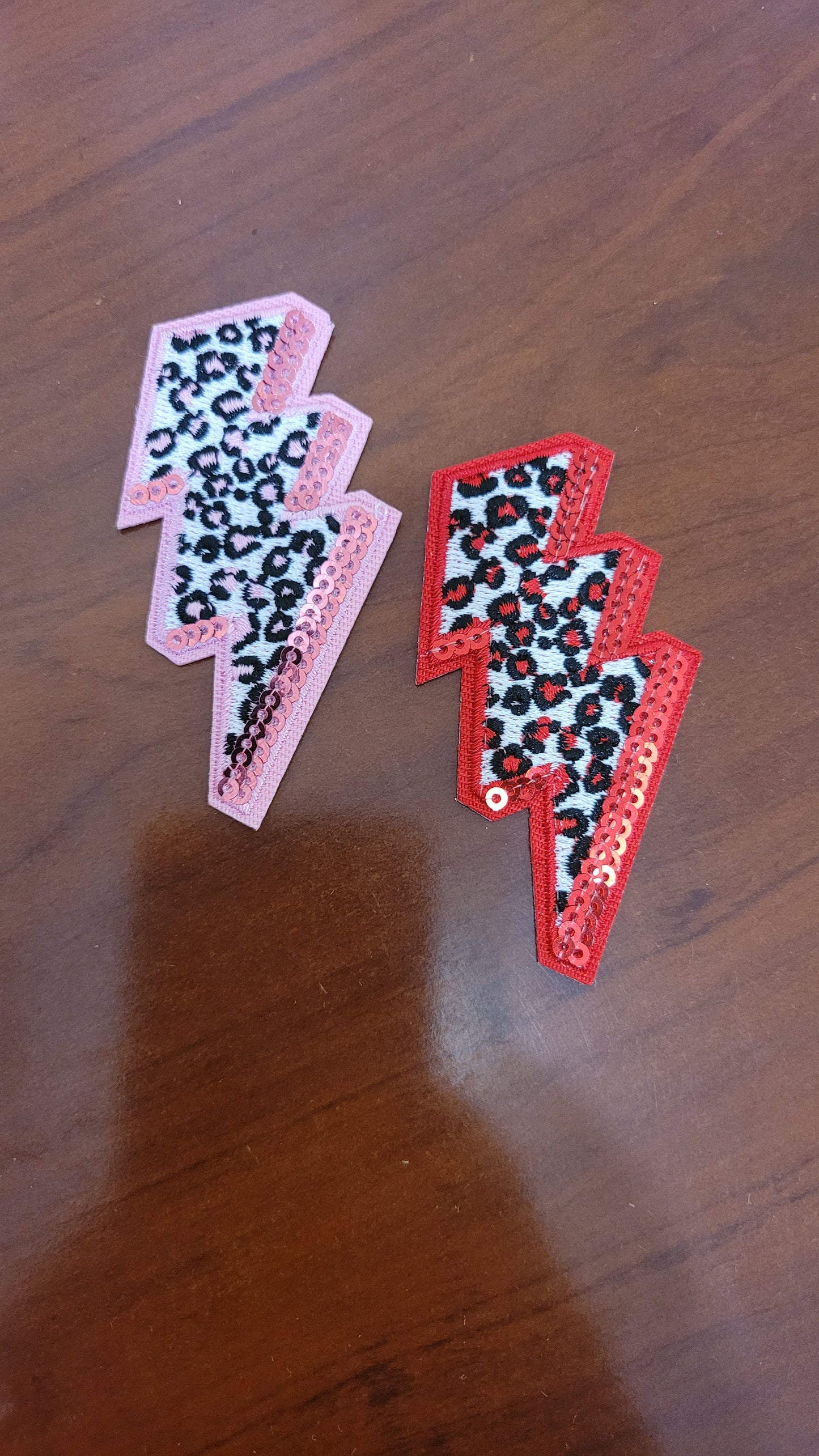 Sequin Leopard Lightning Bolt Iron-On Patch *DISCONTINUED* - Texas Transfers and Designs