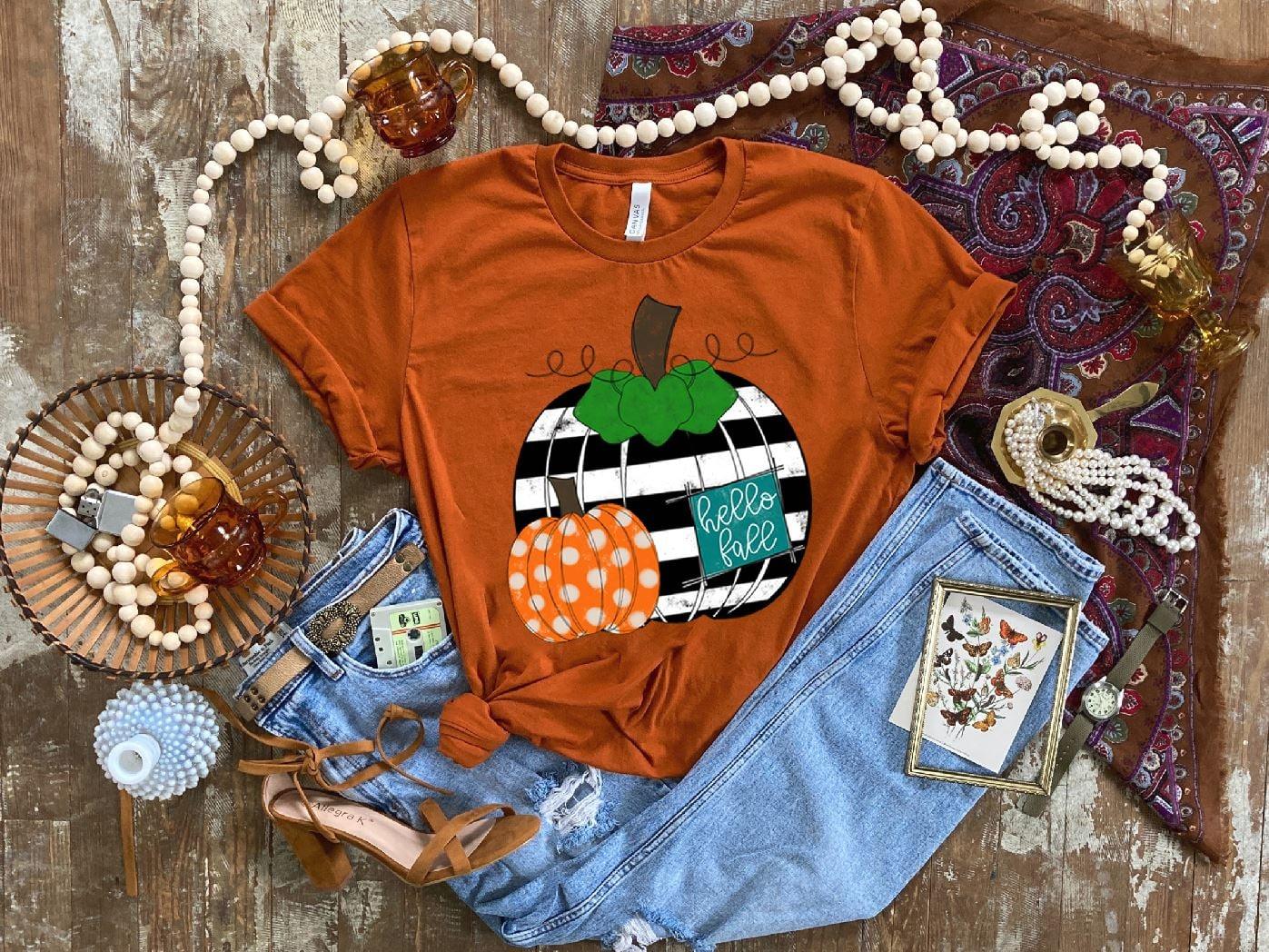 Hello Fall Stripes DTF - Texas Transfers and Designs