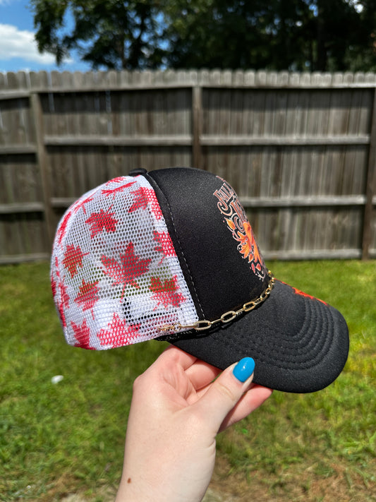 Fall Leaves Trucker Hat - Texas Transfers and Designs