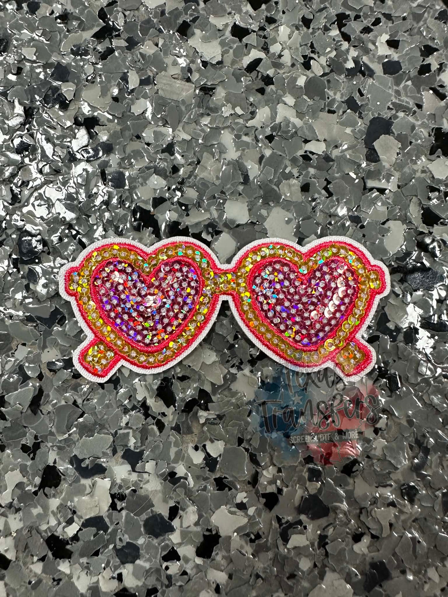 Sequin Heart Sunglasses Iron-On Patch