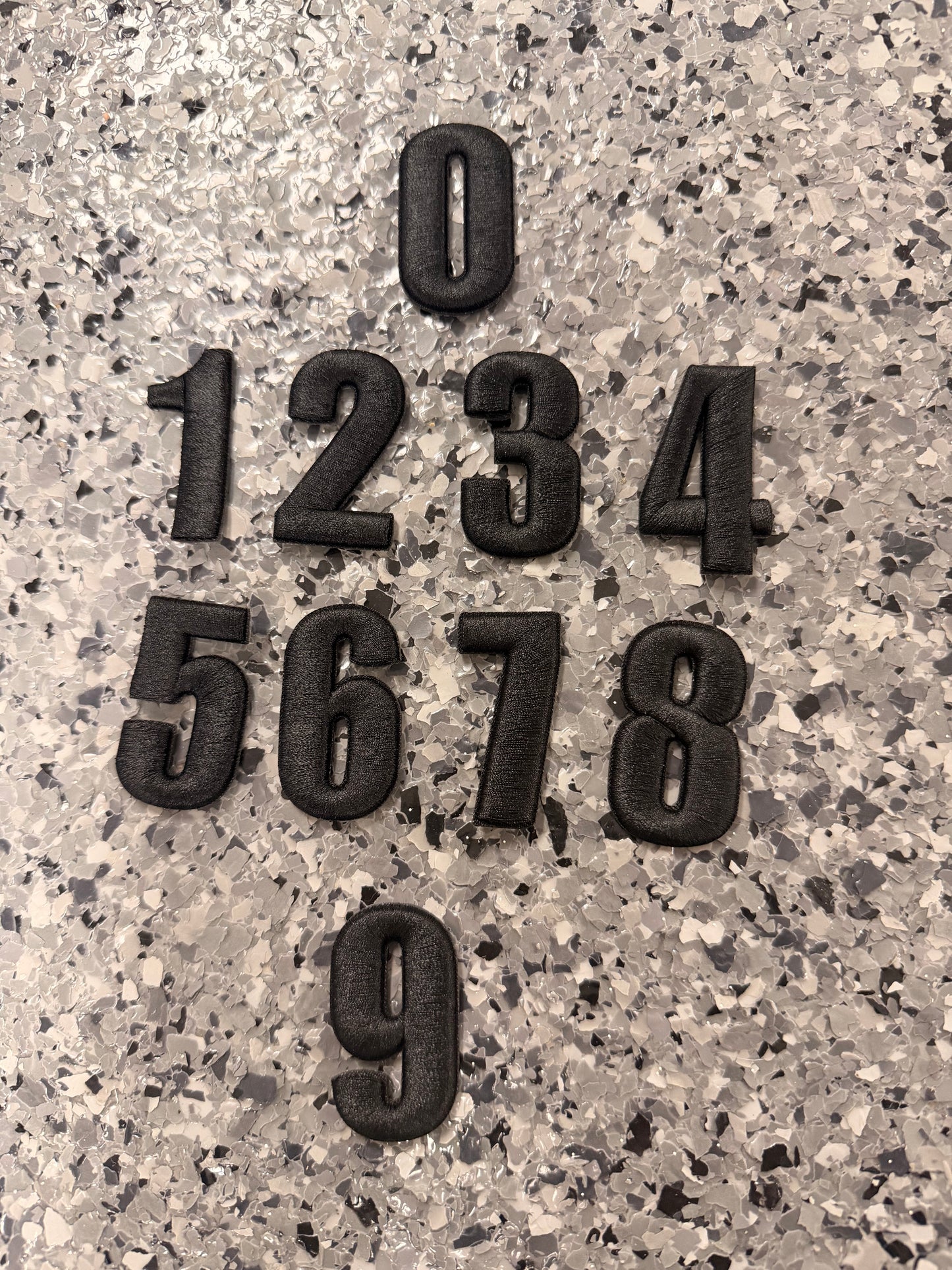 Black 3D Embroidered Numbers Iron-On Patch (Multiple Options)