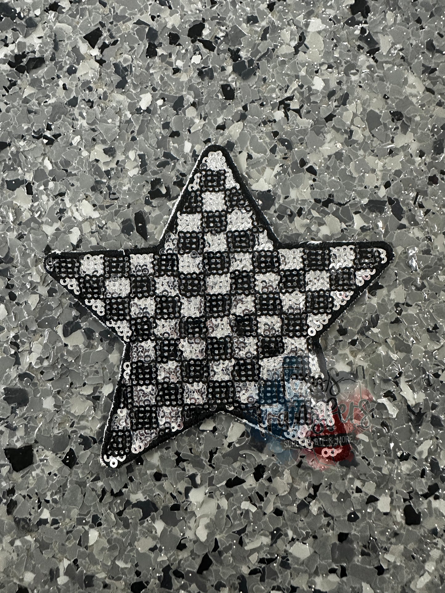 5" Patterned Sequin Stars (Embroidered Outline) Iron On Patches