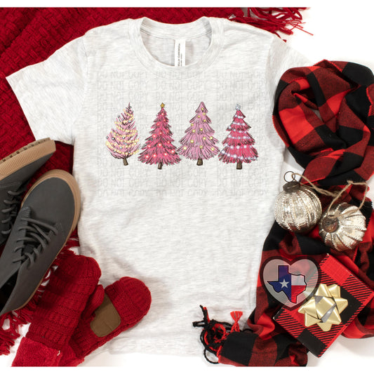 Pink Christmas Trees DTF - Texas Transfers and Designs