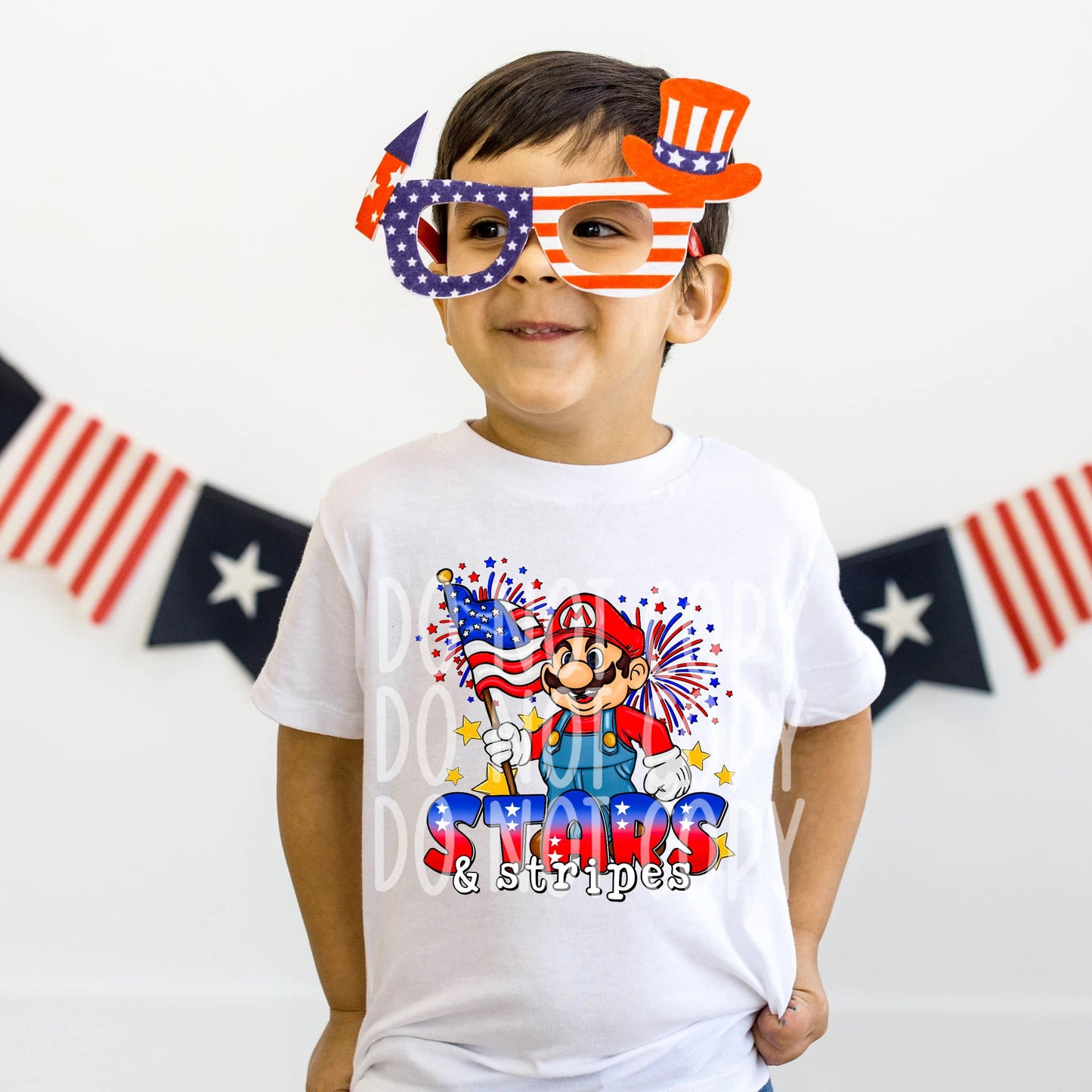 Stars & Stripes Mario DTF - Texas Transfers and Designs