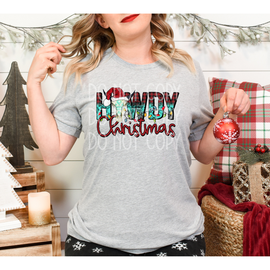 Howdy Christmas Turquoise DTF - Texas Transfers and Designs