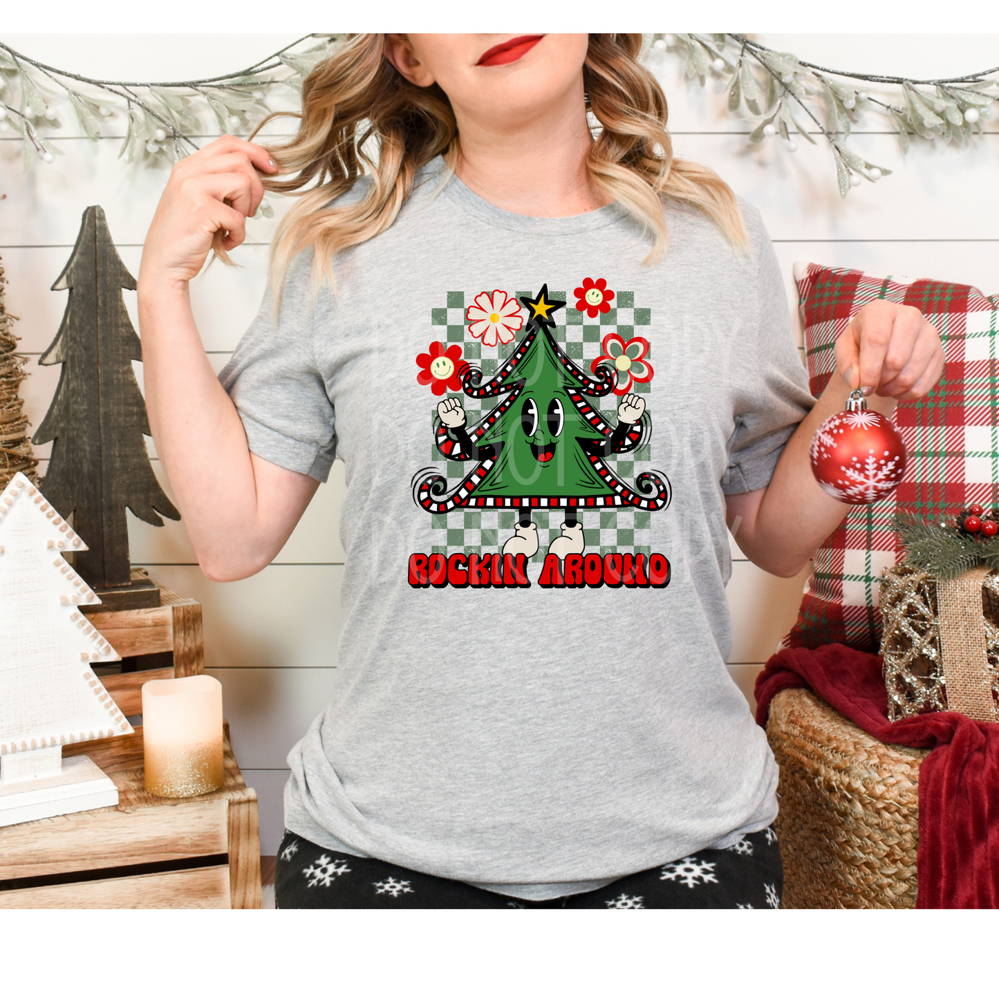 Rocking Around the Christmas Tree Retro Face DTF - Texas Transfers and Designs