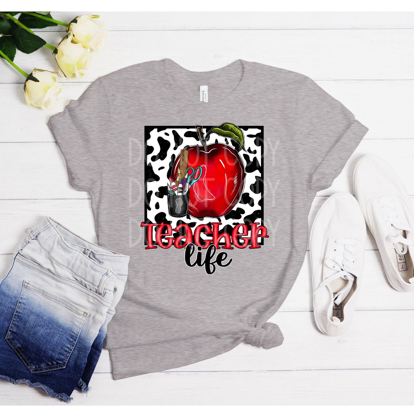 Teacher Life (Cow Print) DTF - Texas Transfers and Designs