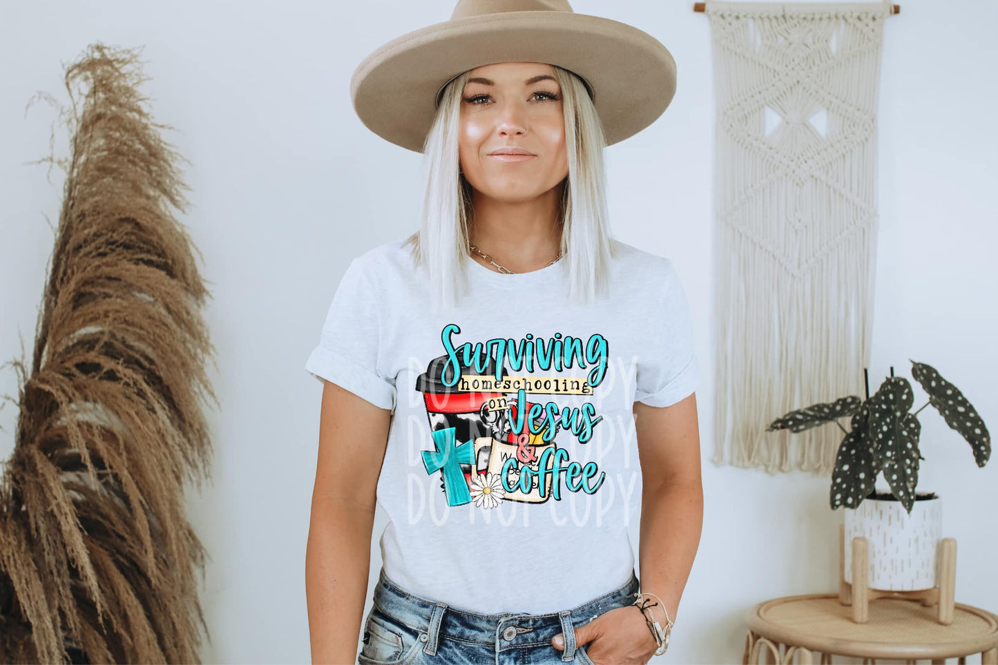 Surviving Homeschooling on Jesus and Coffee DTF - Texas Transfers and Designs