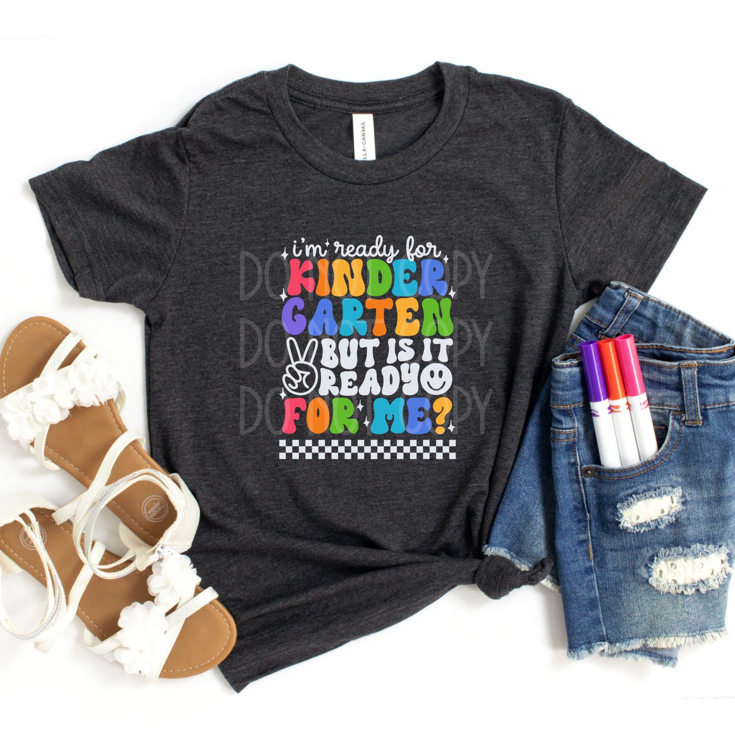 Ready for Kindergarten WHITE DTF - Texas Transfers and Designs