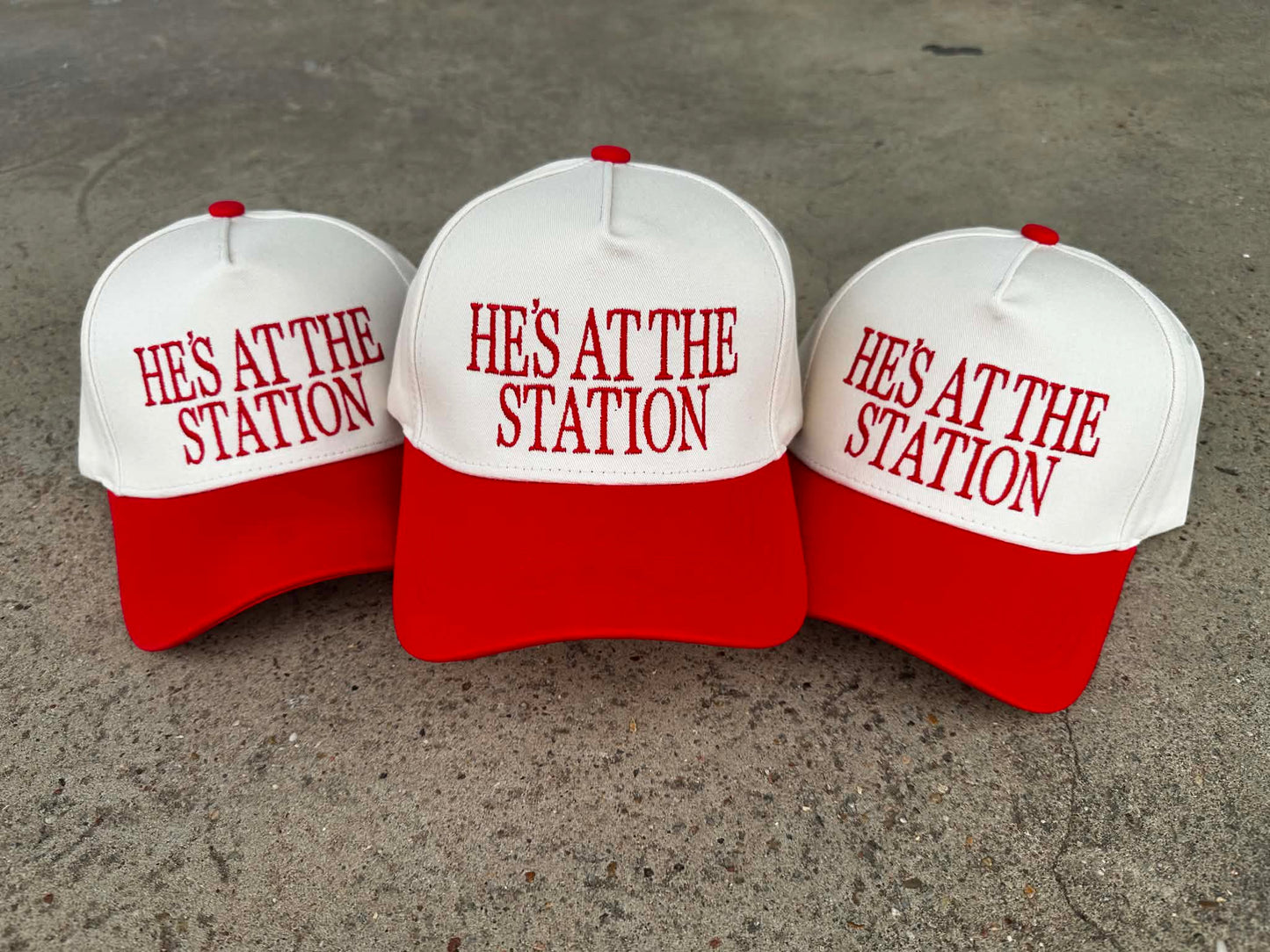 He's At The Station Embroidered Hat (Multiple Options)