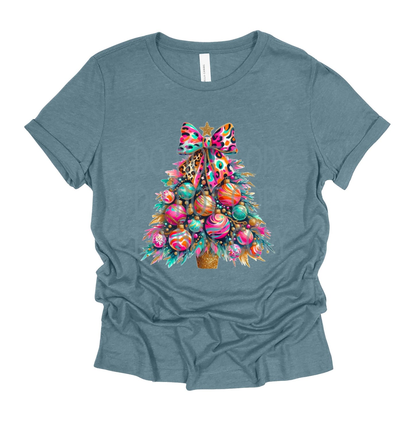 Colorful Christmas Tree Leopard Bow DTF - Texas Transfers and Designs