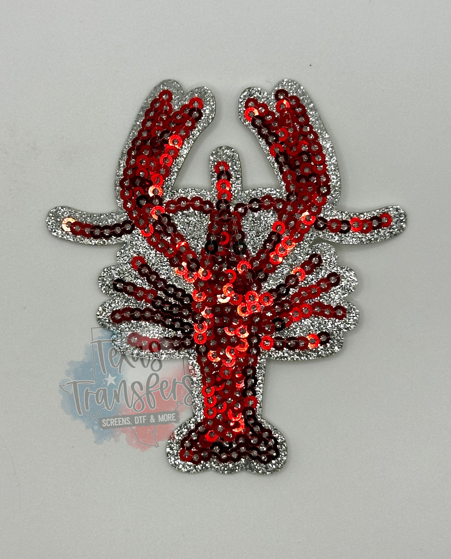Sequin Crawfish Iron-On Patch - Texas Transfers and Designs