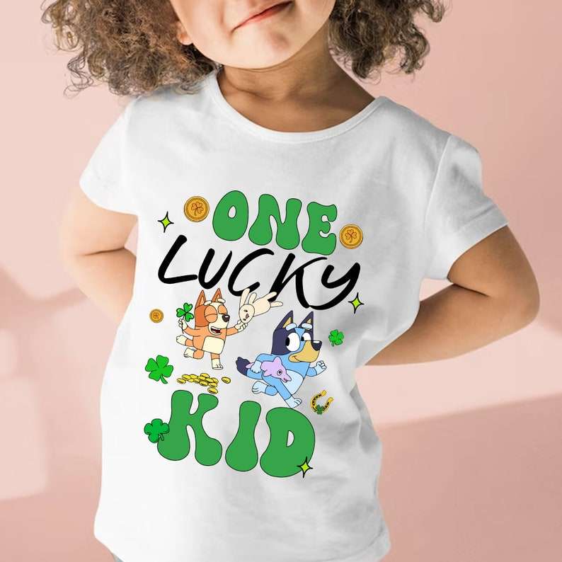 One Lucky Kid Blue Dog DTF - Texas Transfers and Designs