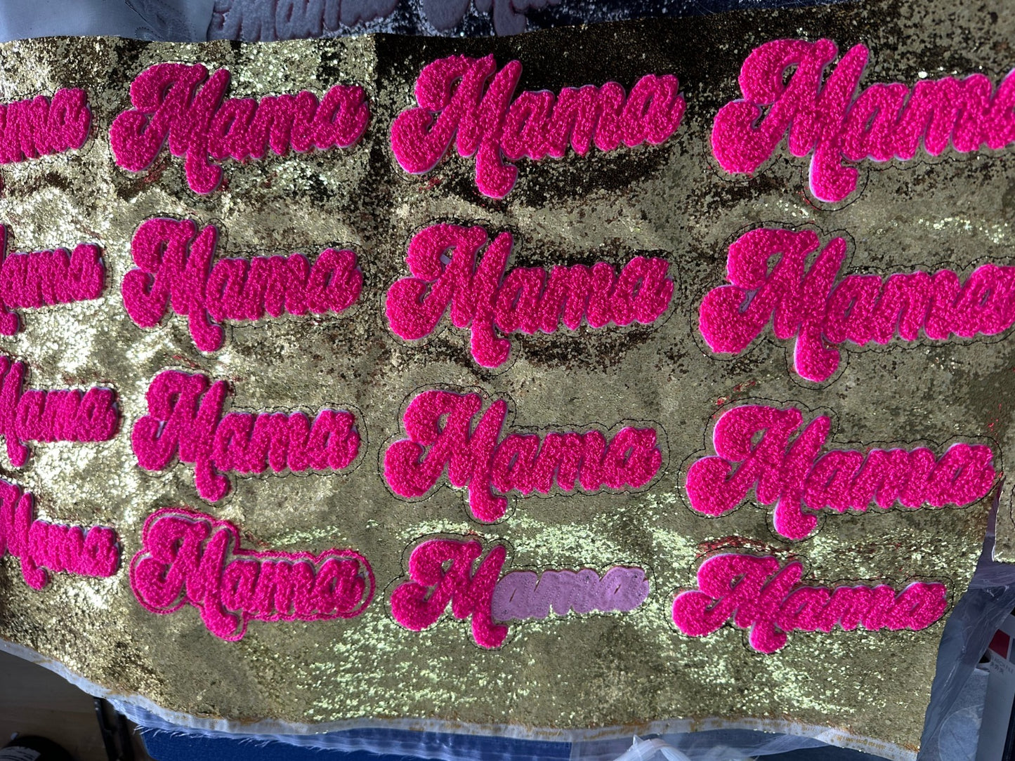 Mama Chenille/Glitter Iron-On PATCH - Texas Transfers and Designs