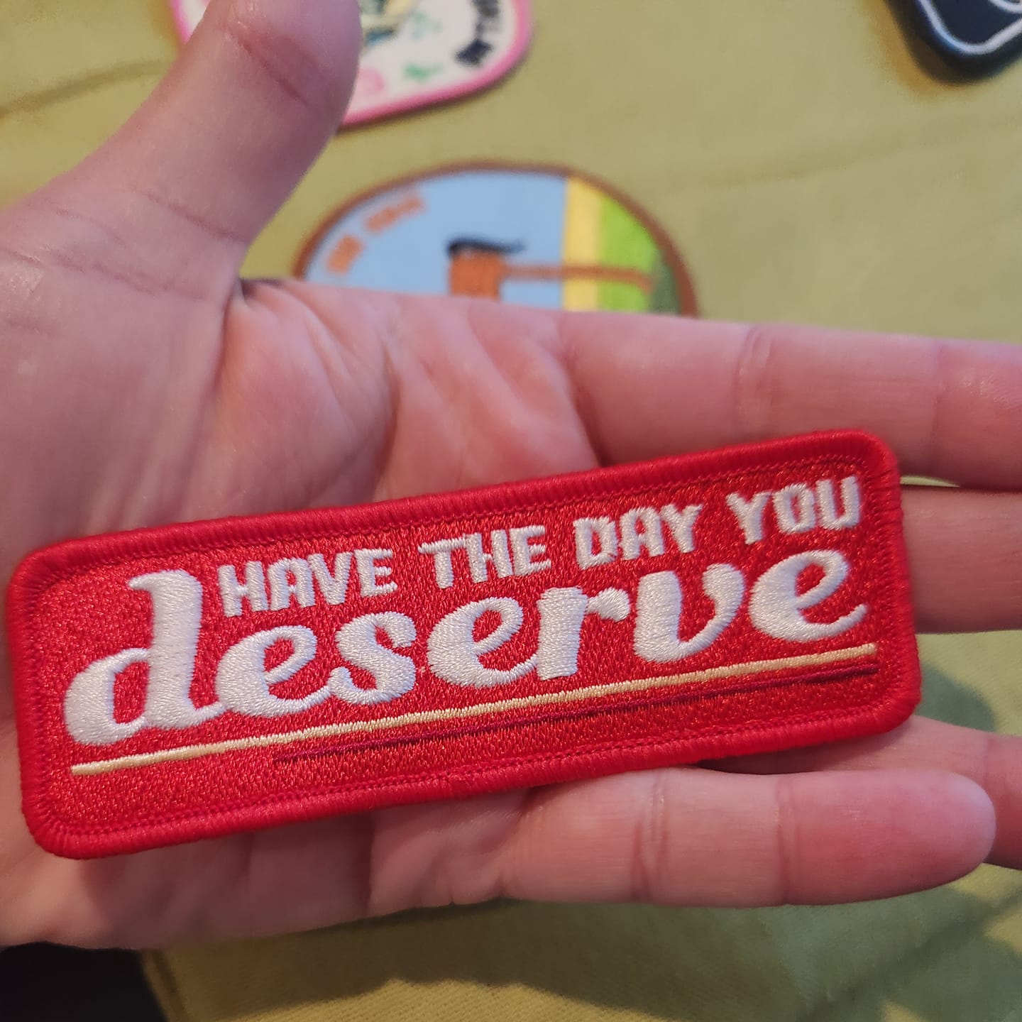 Have the Day You Deserve Iron-On PATCH - Texas Transfers and Designs