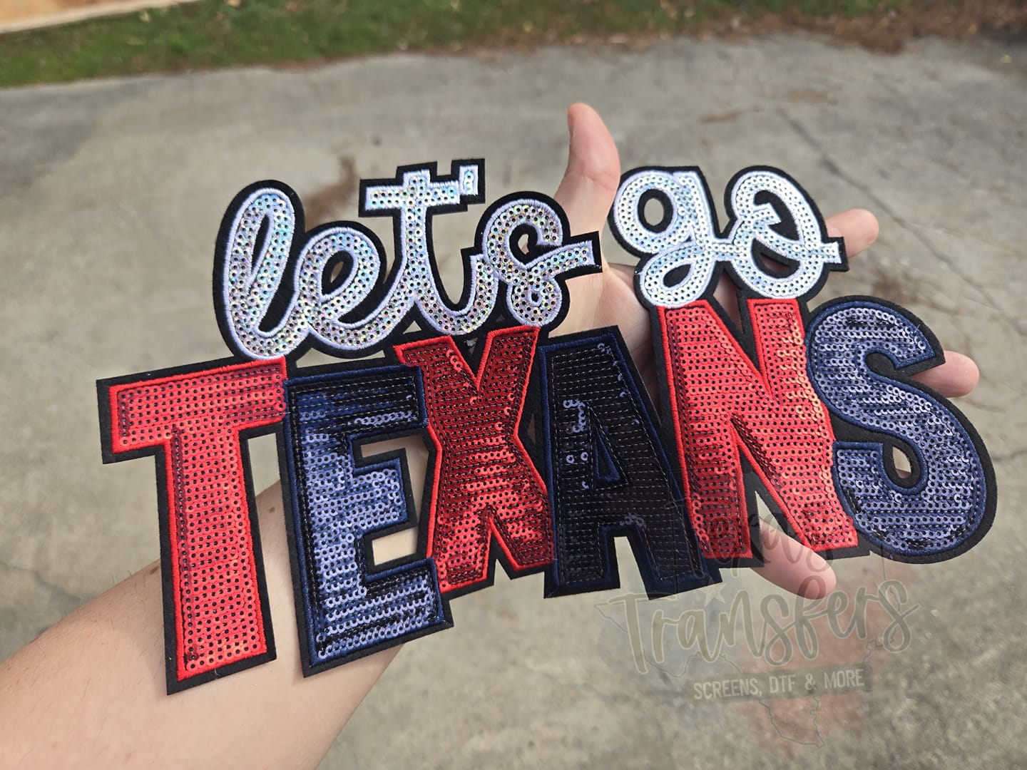 Let's Go Texans XL Iron-On Patch - Texas Transfers and Designs