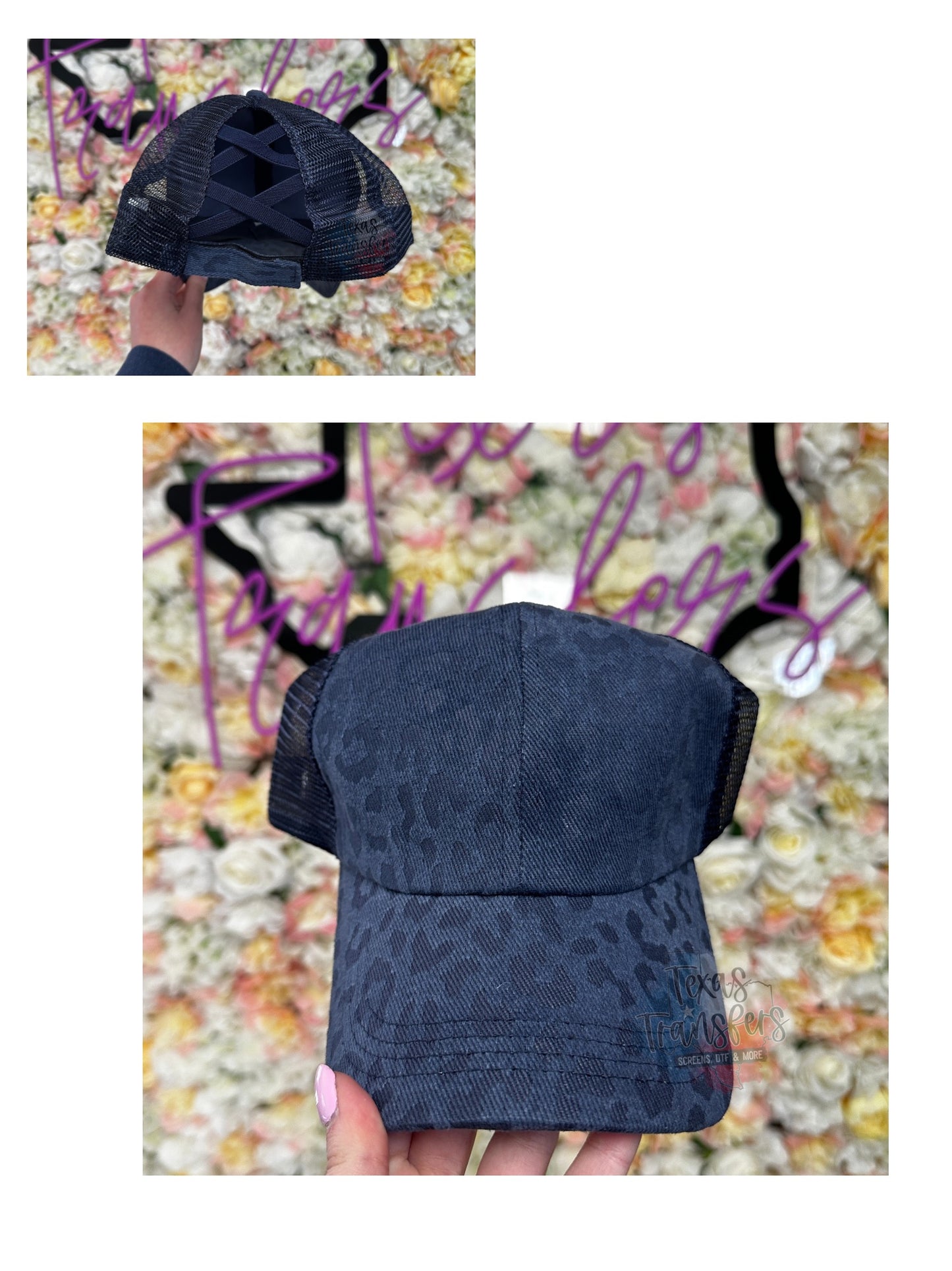 Criss Cross Blank Ponytail Hat - Texas Transfers and Designs