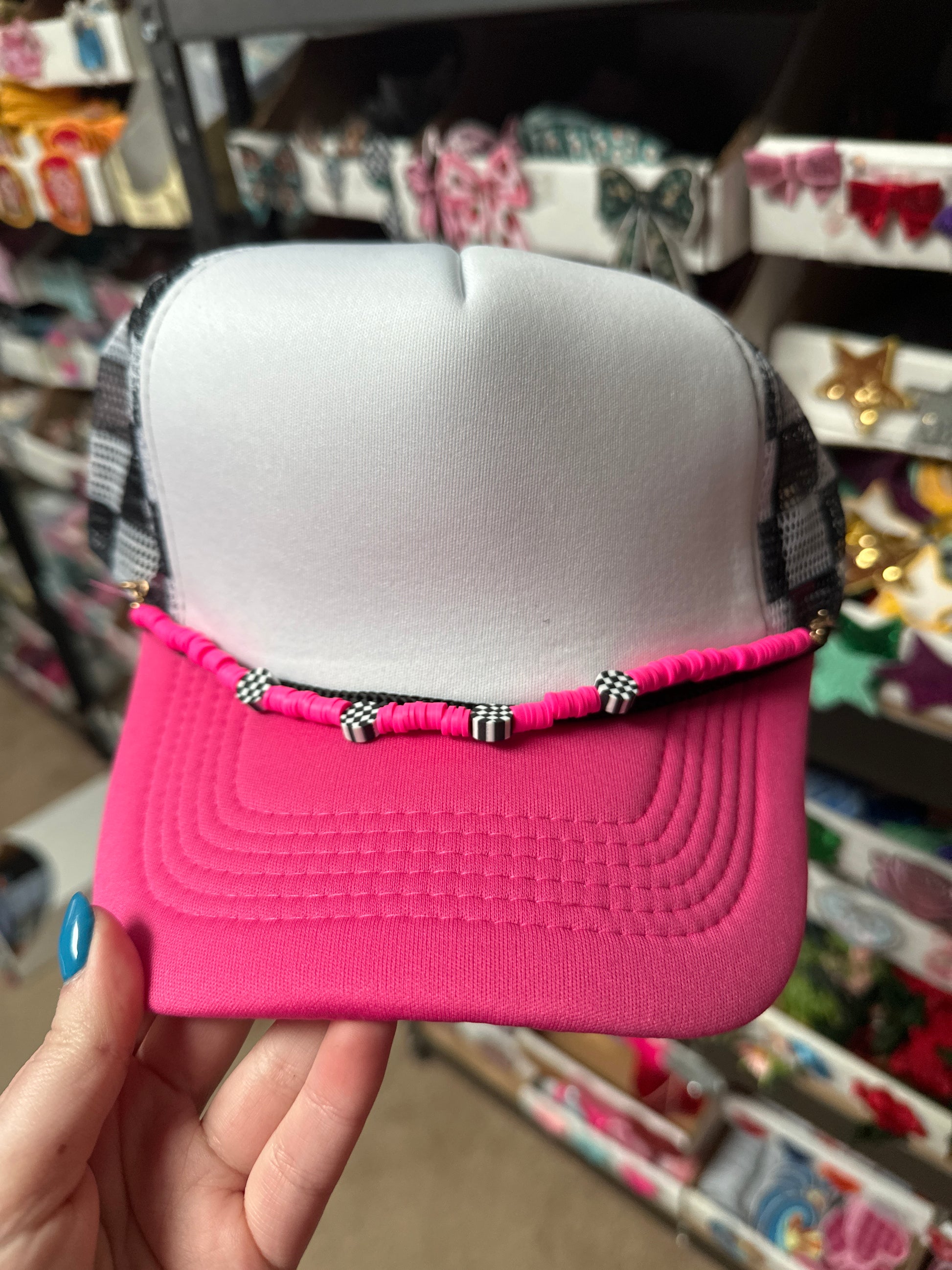 Checker Clay Bead Hat Chains - Texas Transfers and Designs