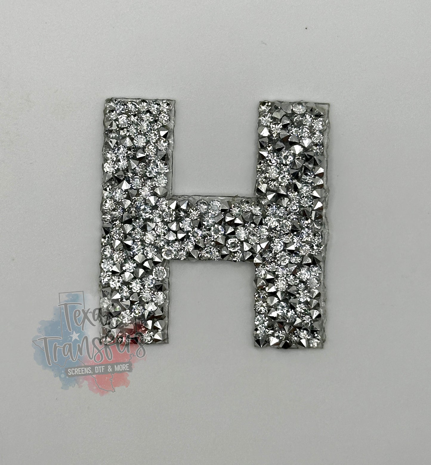 Houston TX Sparkly Stone Letters Iron-On PATCH - Texas Transfers and Designs