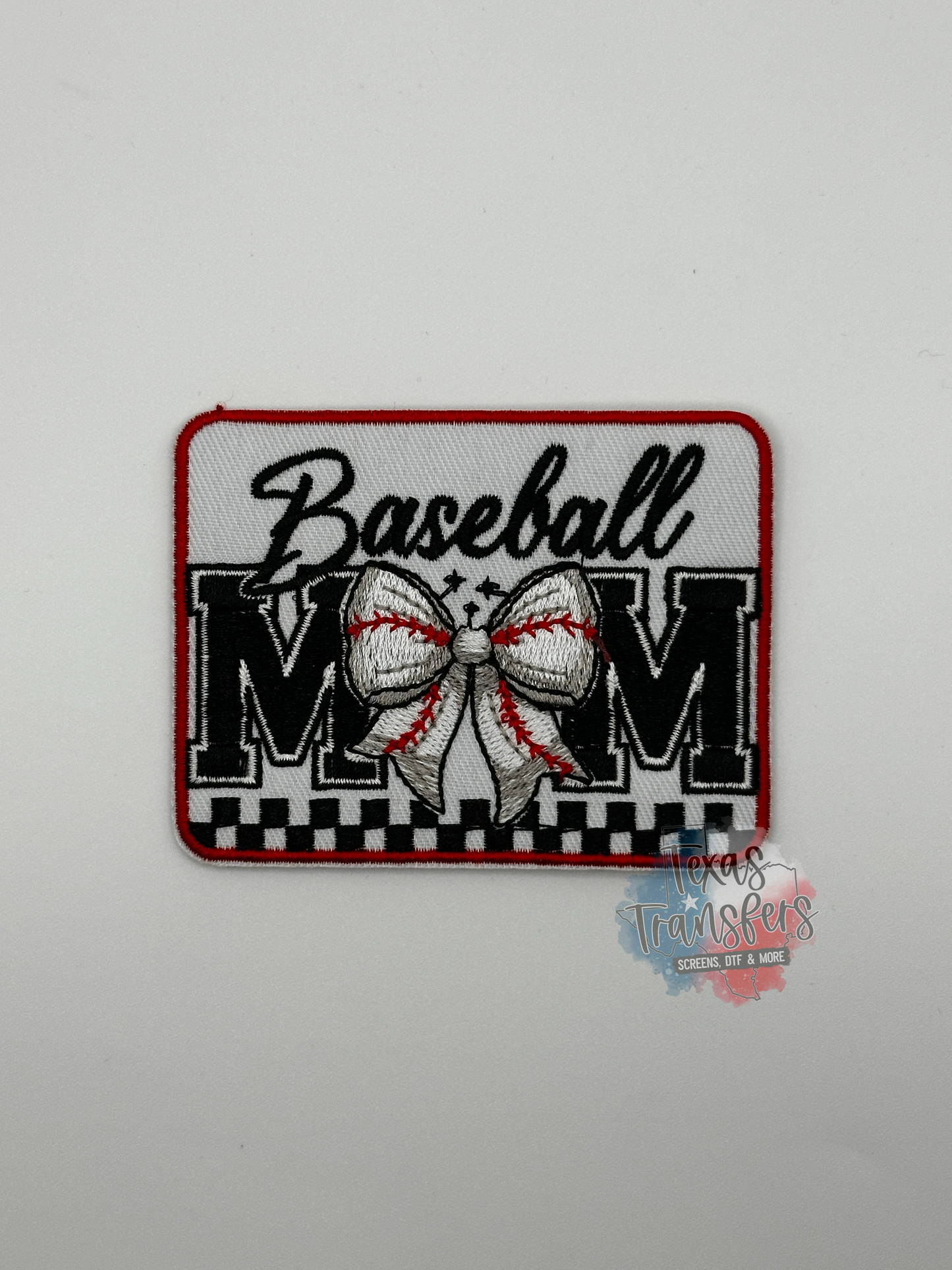 Baseball Mom Checker Iron-On PATCH - Texas Transfers and Designs