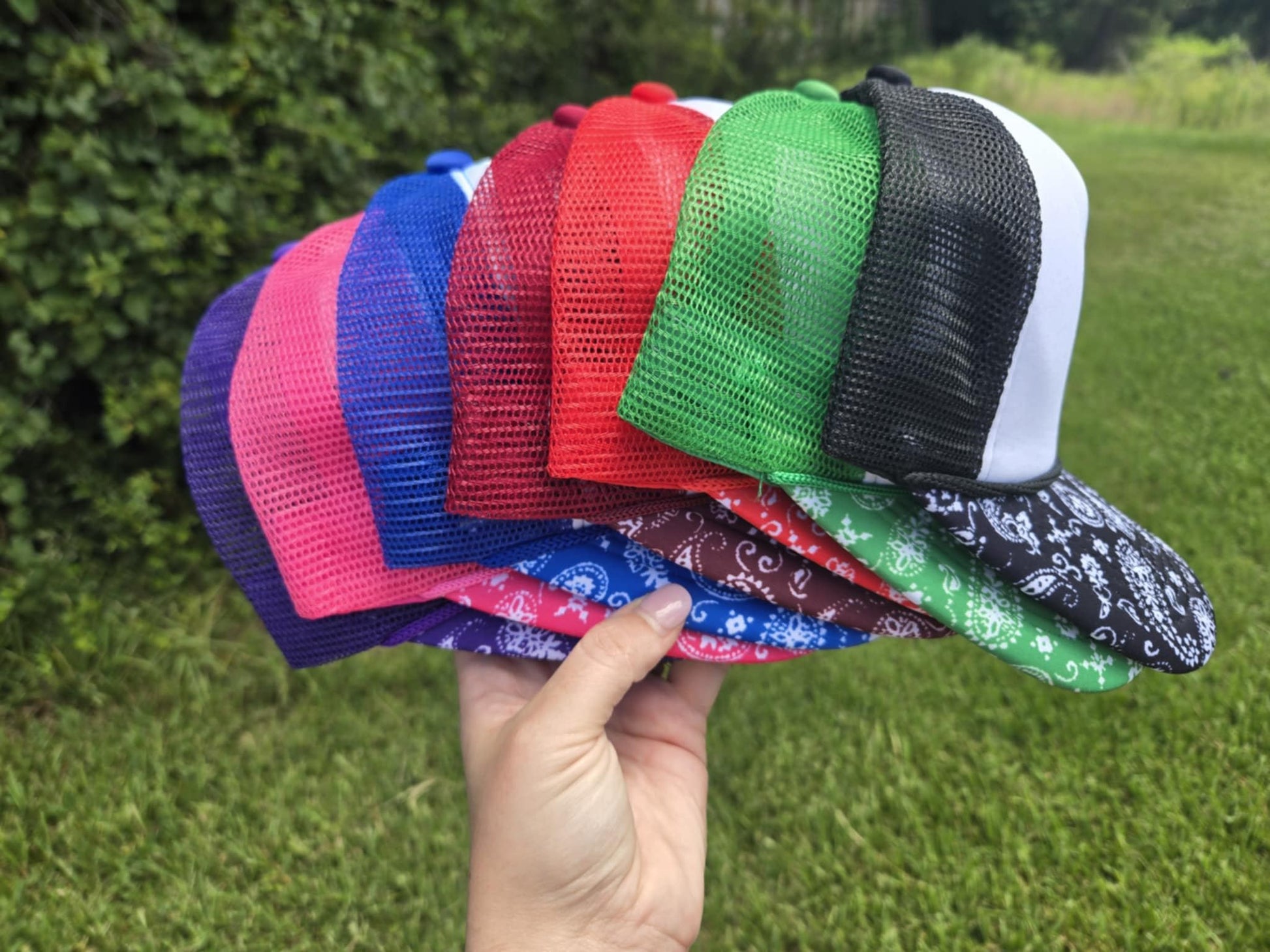 Bandana Brim Trucker Hat (Multiple Options) - Texas Transfers and Designs