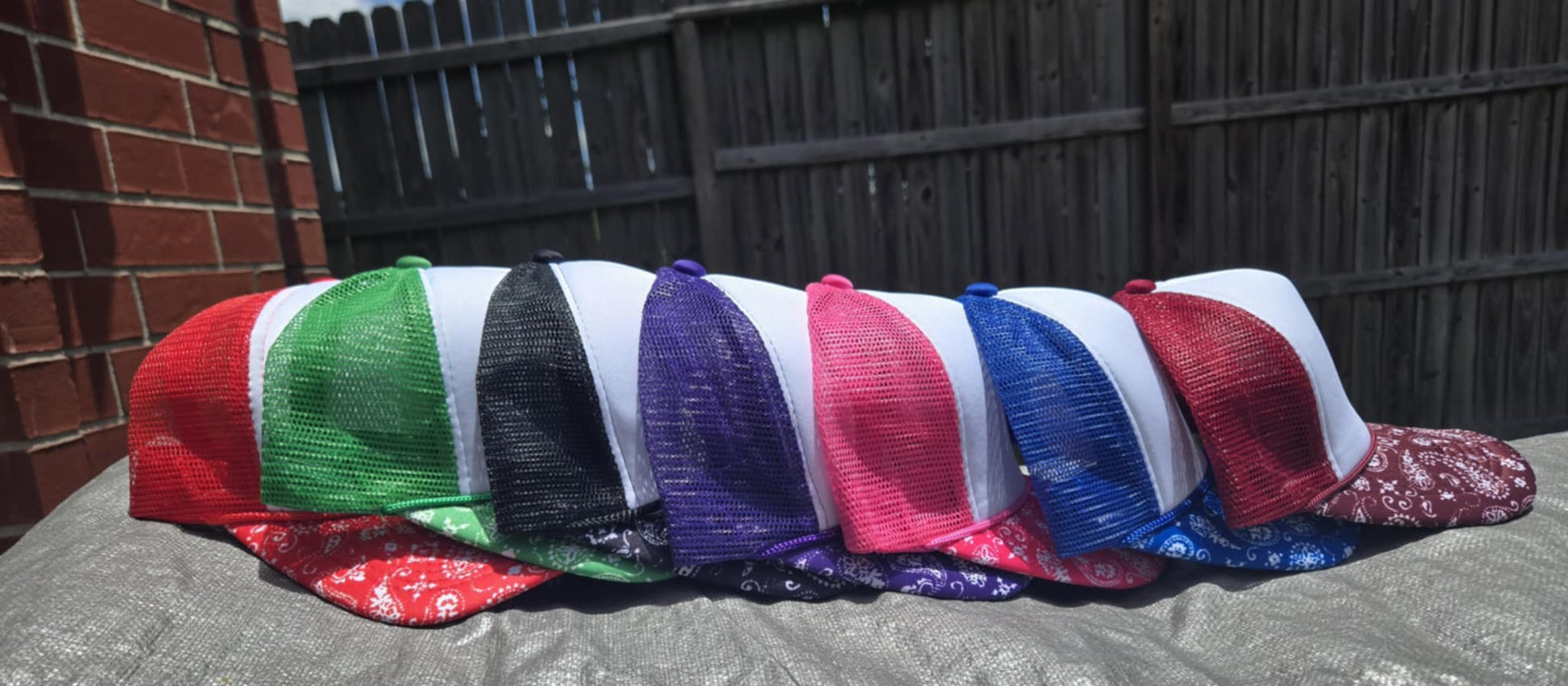 Bandana Brim Trucker Hat (Multiple Options) - Texas Transfers and Designs