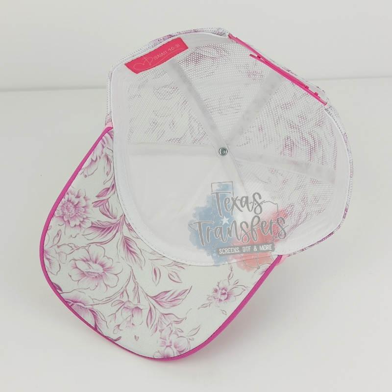 PRE-ORDER Arriving 9/5 Pink Chinoiserie Hope Embroidered Brim Premium Trucker Hat - Texas Transfers and Designs