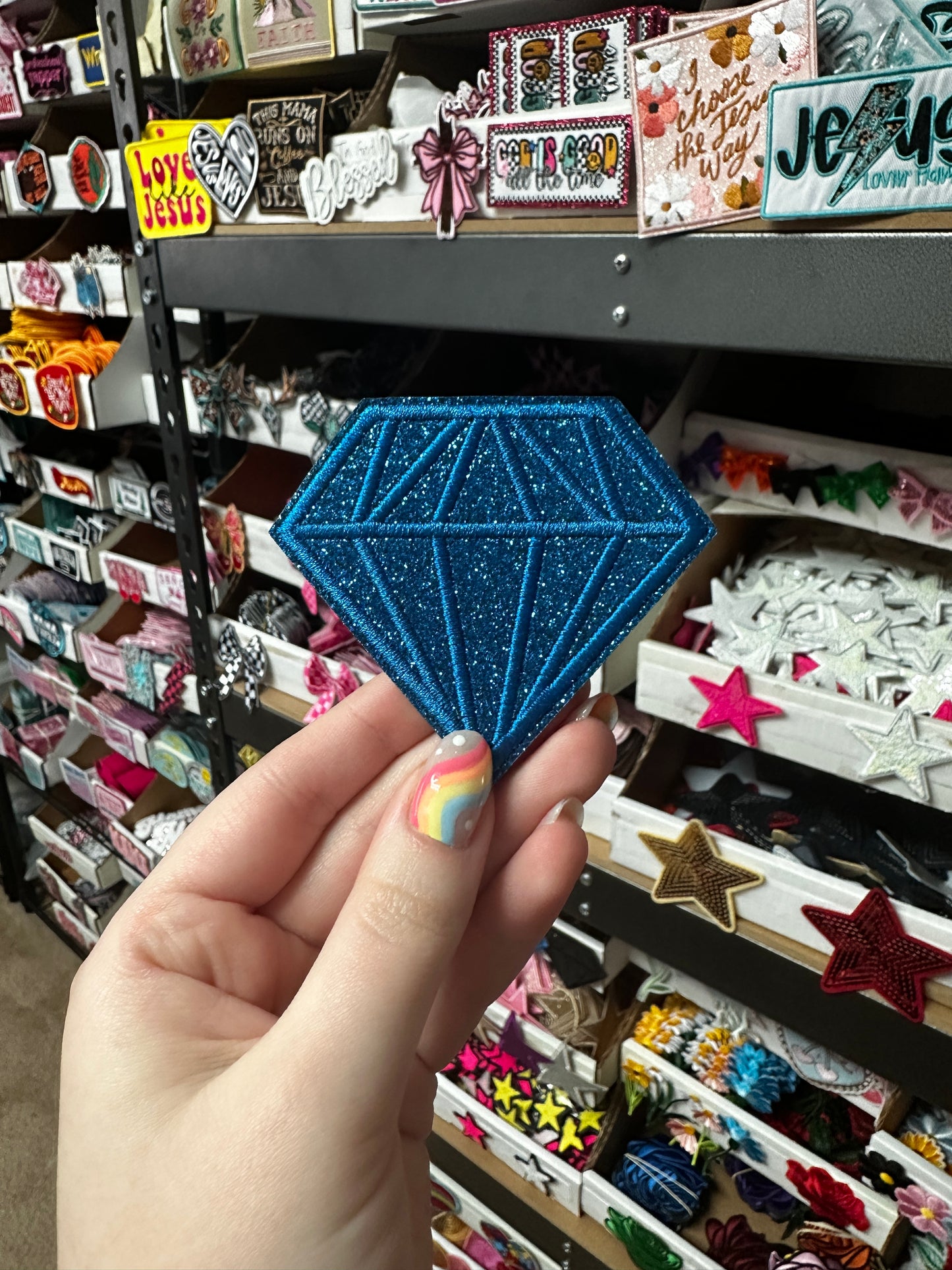 Glitter/Embroidered Diamonds Iron On Patches