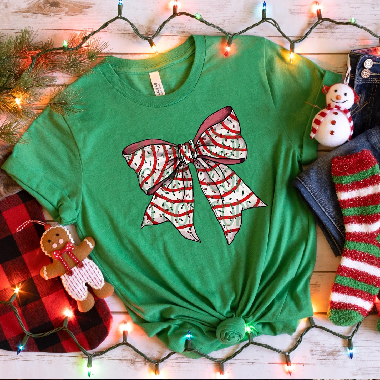 Christmas Tree Cake Bow DTF - Texas Transfers and Designs
