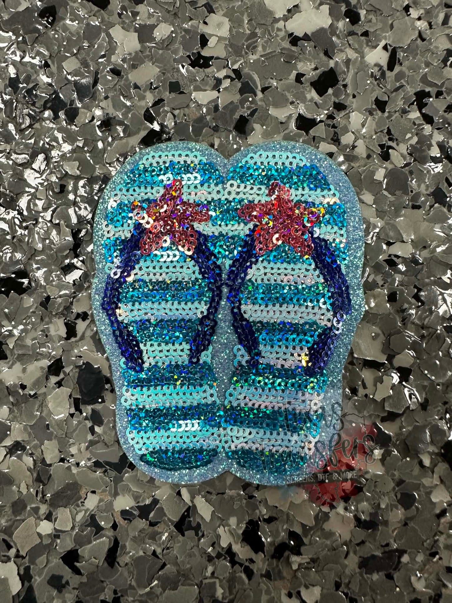 Sequin Flip Flop Iron-On Patch
