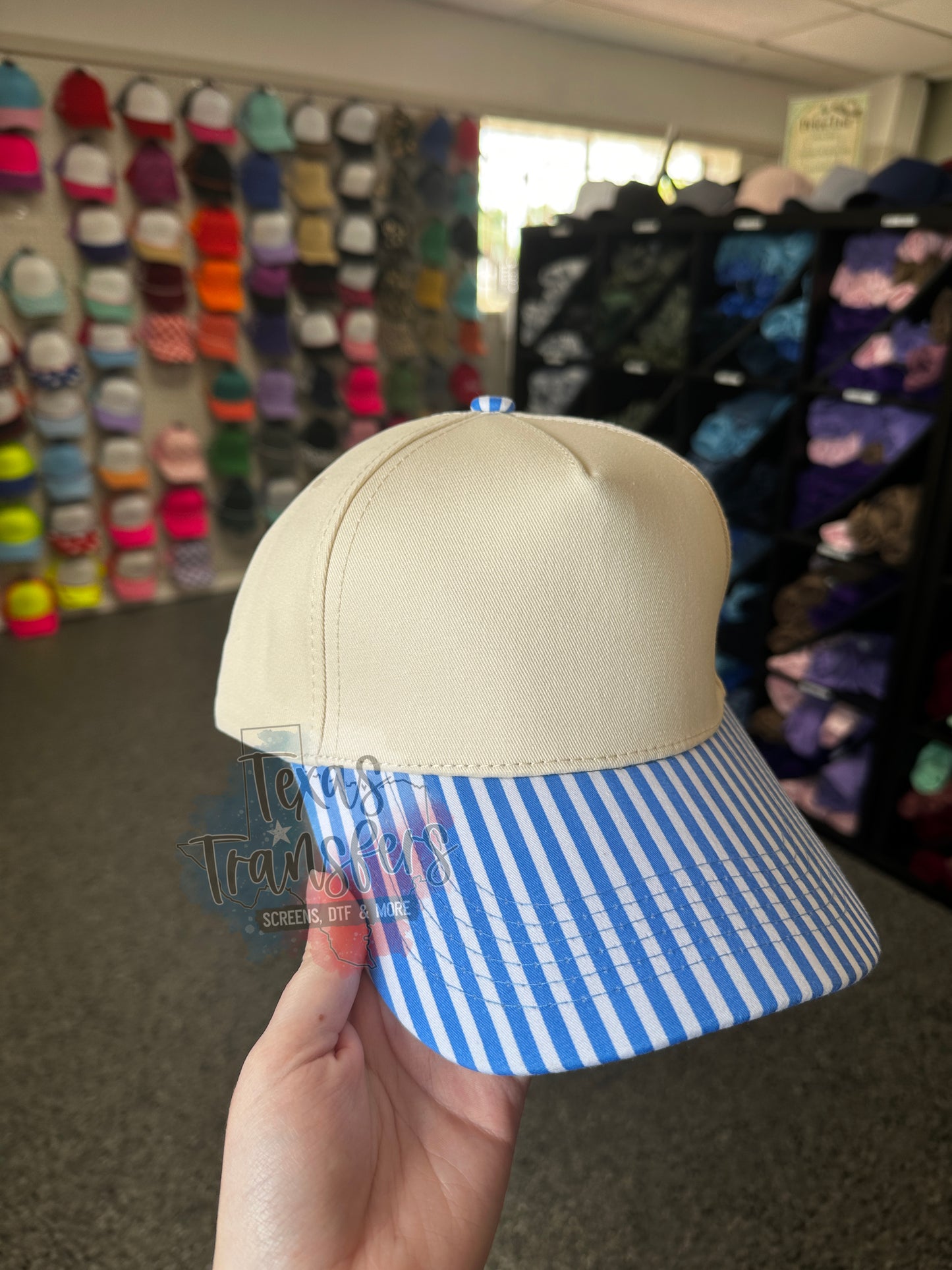 Canvas Hat with Mini-Striped Brim (Multiple Options)