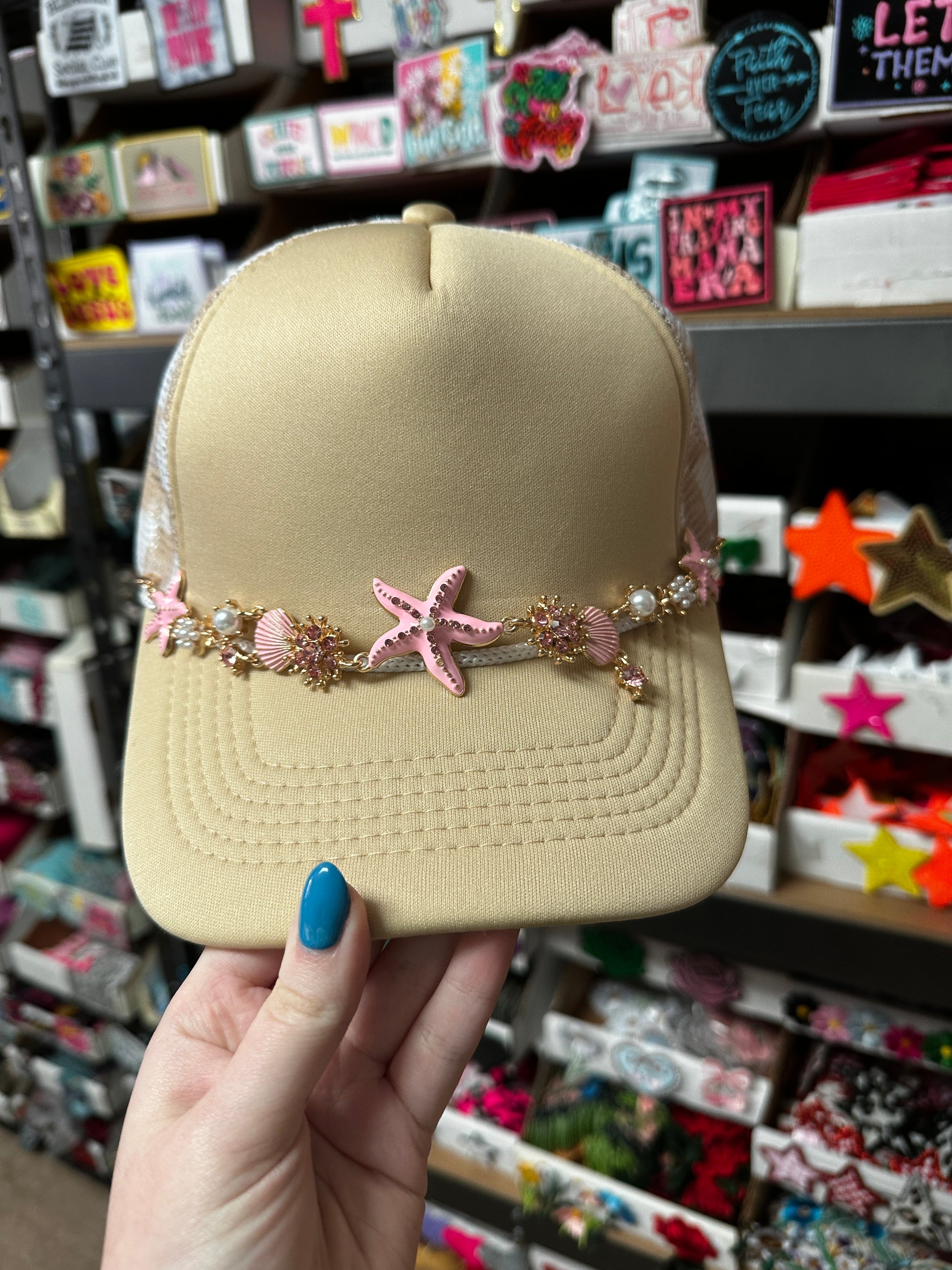 Don't Be Shellfish/Starfish (Pink) Hat Chain - Texas Transfers and Designs