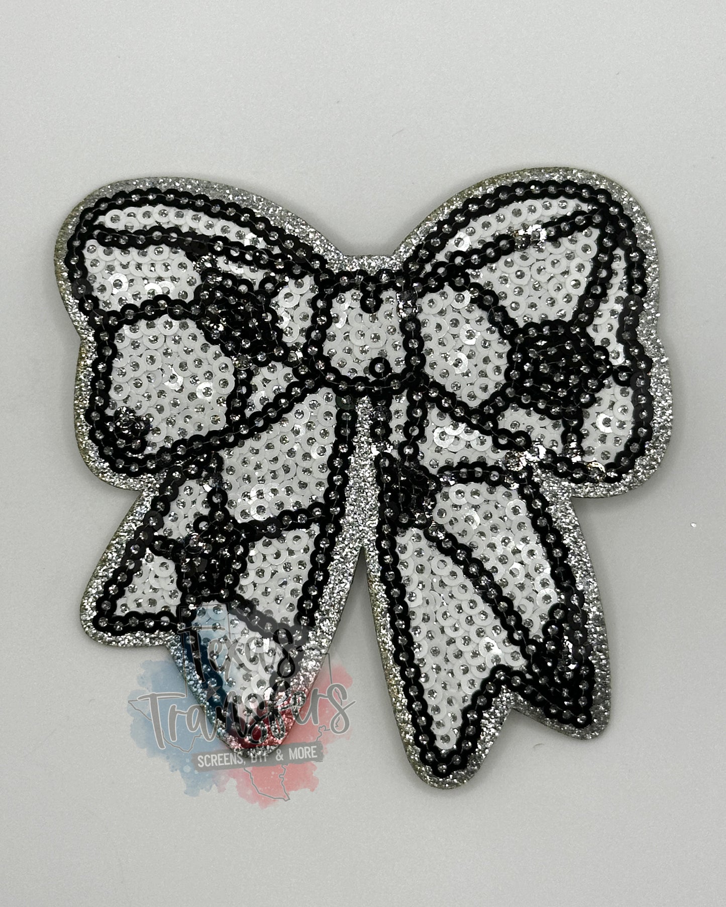 Sequin Sports Bows Iron-On PATCH - Texas Transfers and Designs