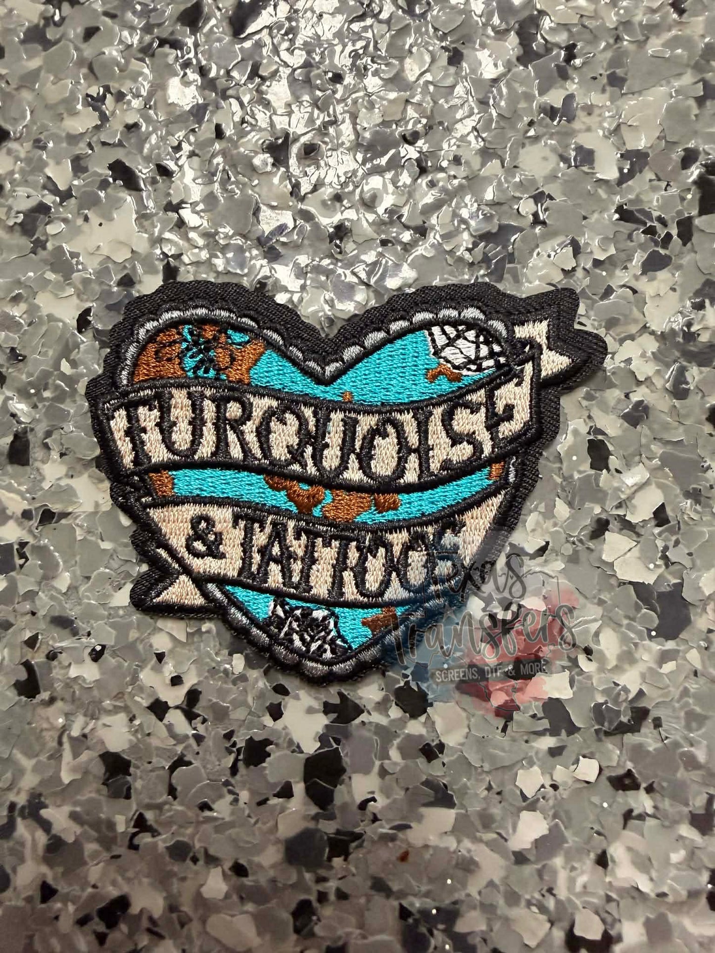 Turquoise and Tattoos Bolt Iron-On - Texas Transfers and Designs