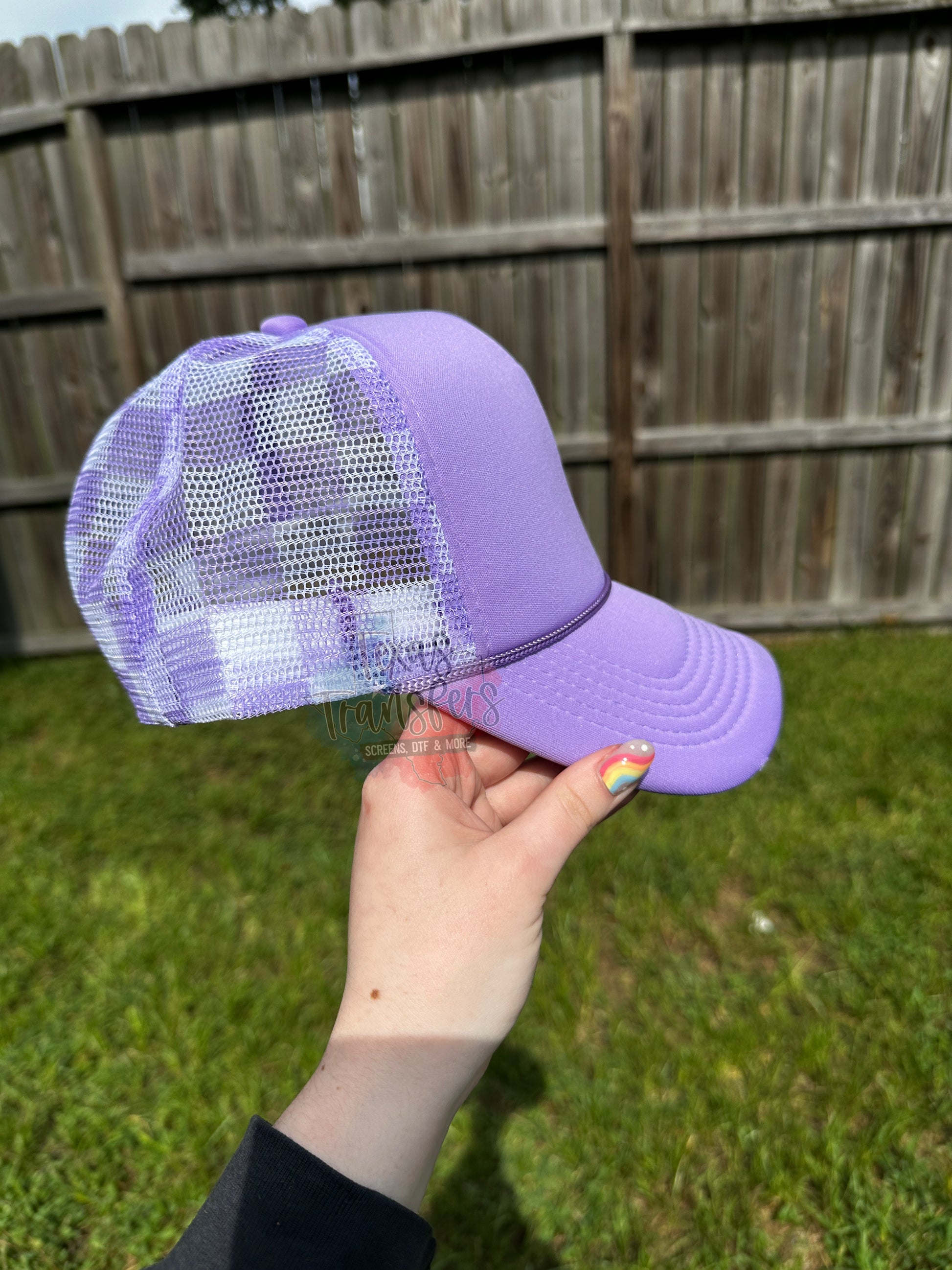 Lavender Checker Back Trucker Hat - Texas Transfers and Designs