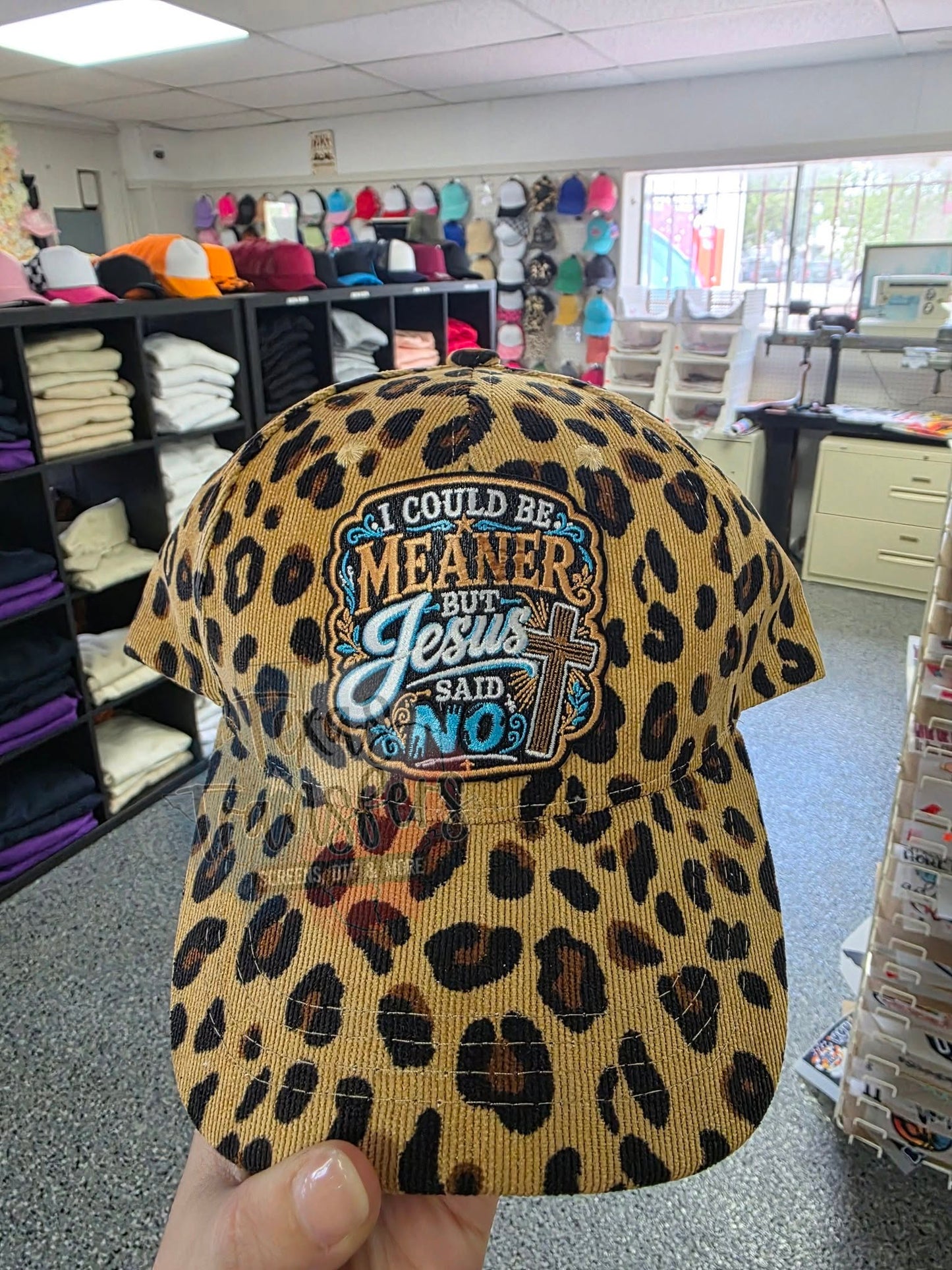 I Could Be Meaner but Jesus Said No Leopard Hat