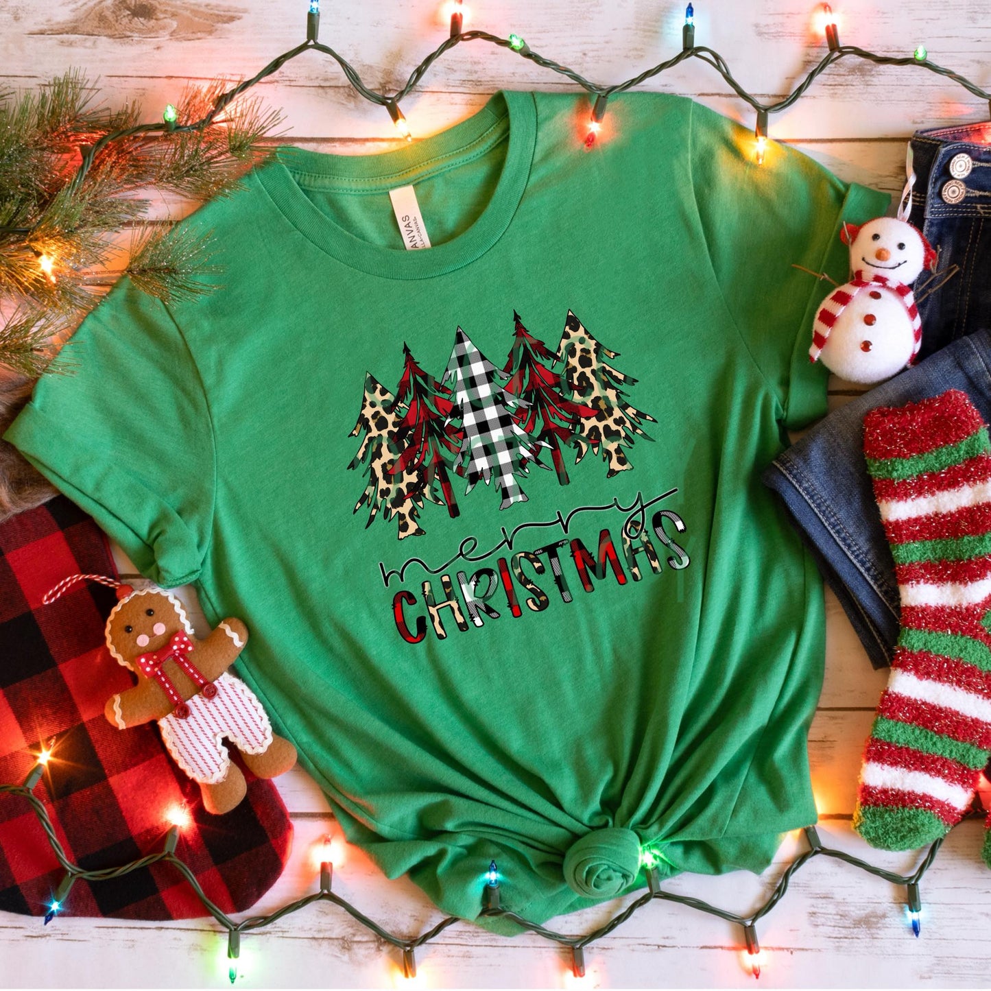 Merry Christmas Trees (Plaid/Leopard) DTF - Texas Transfers and Designs